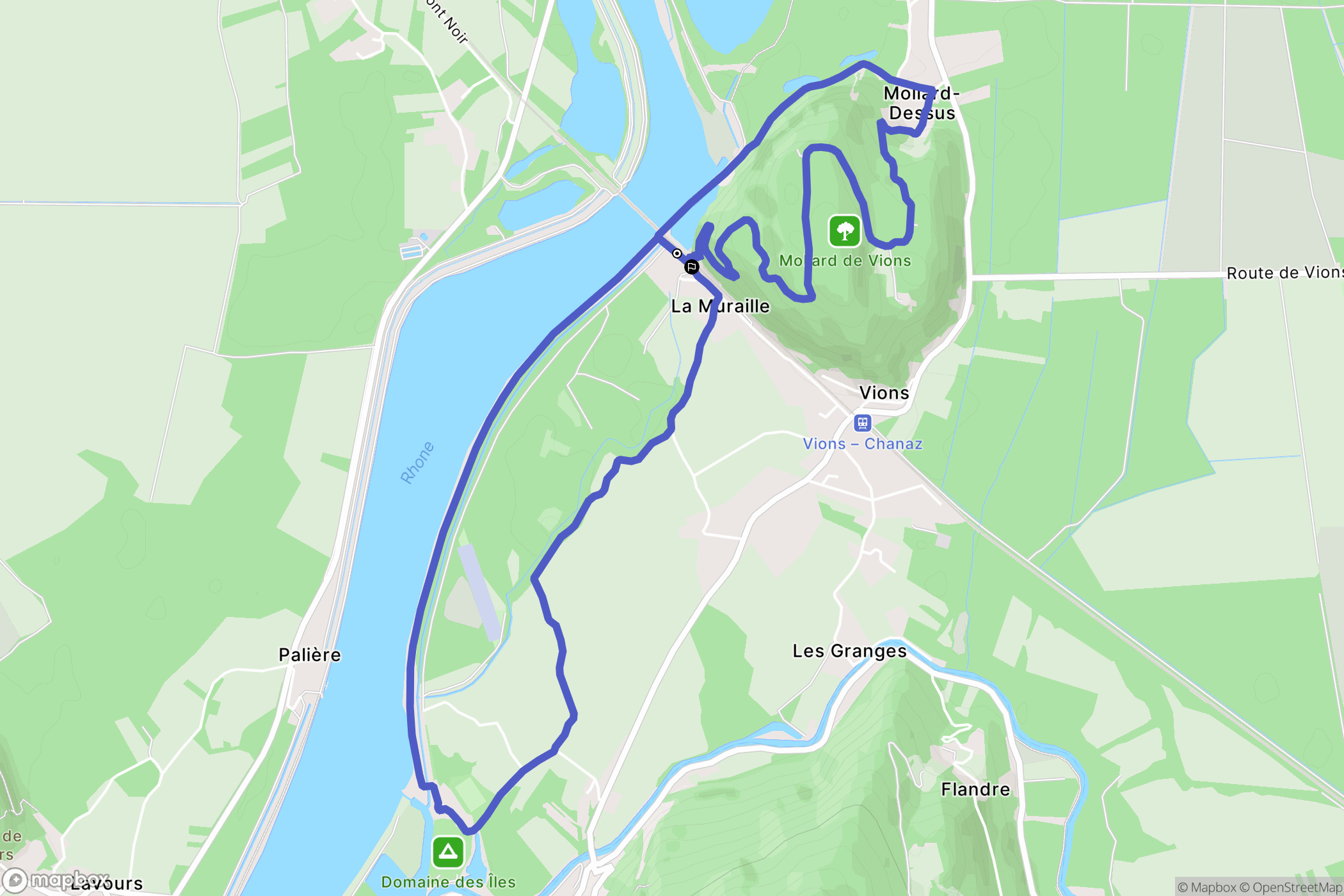 Vions : carte du parcours de randonnée - France