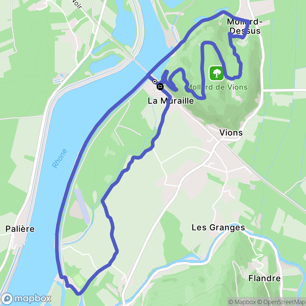 Vions : carte du parcours de randonnée - France
