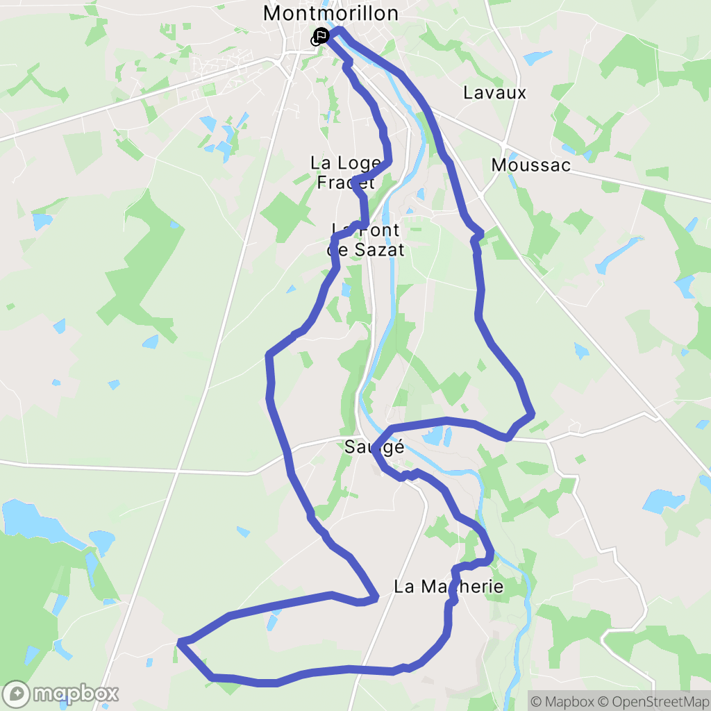 Montmorillon : carte du parcours de randonnée - France