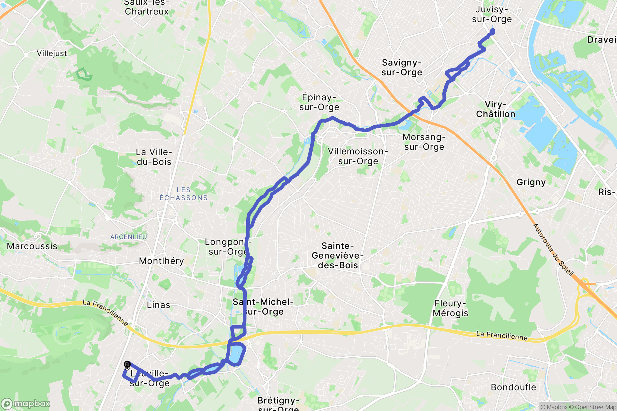 Linas : carte du parcours de randonnée - France