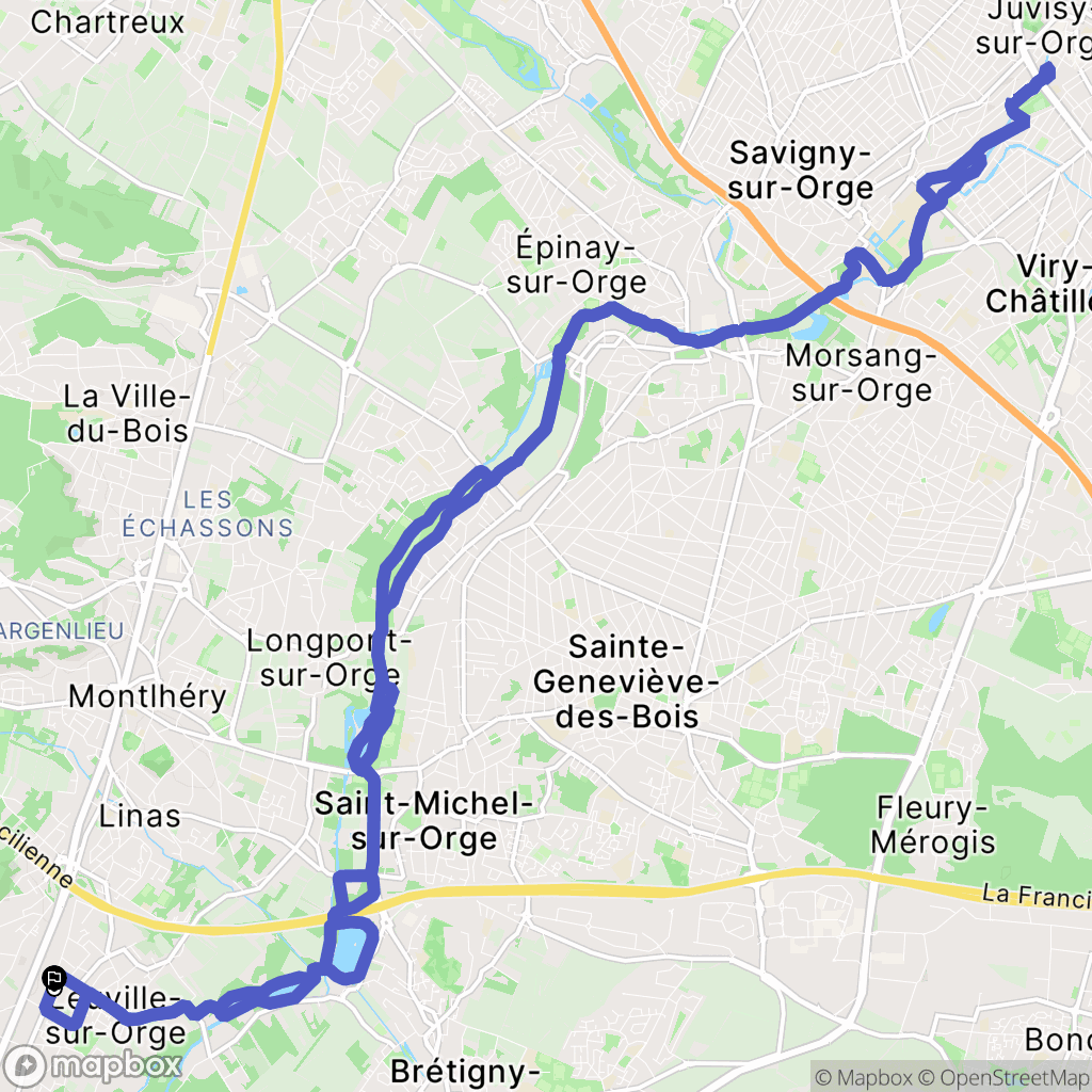 Linas : carte du parcours de randonnée - France