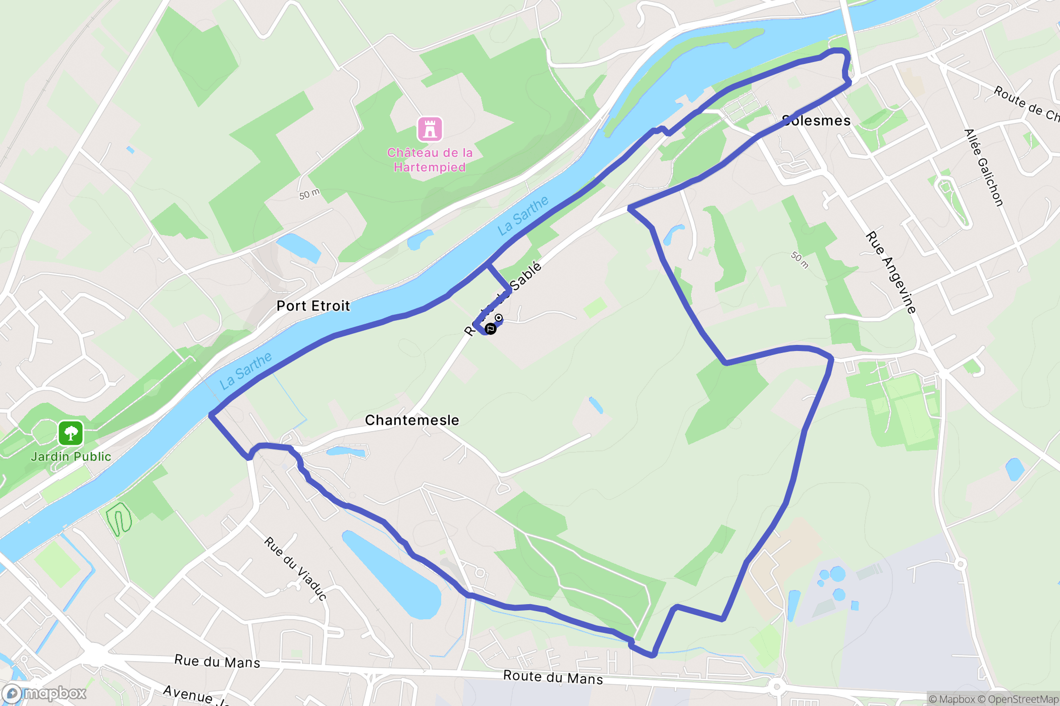 Solesmes : carte du parcours de randonnée - France
