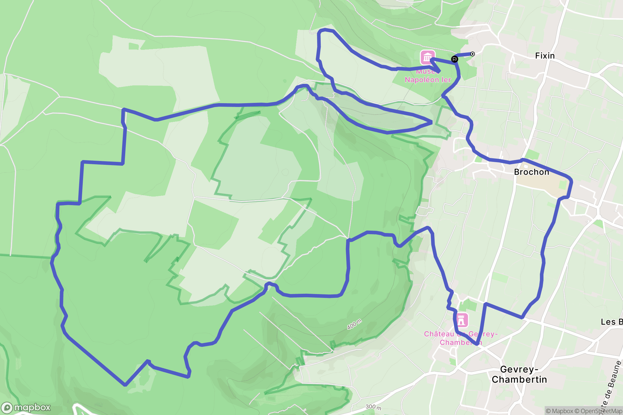 Fixin : carte du parcours de randonnée - France