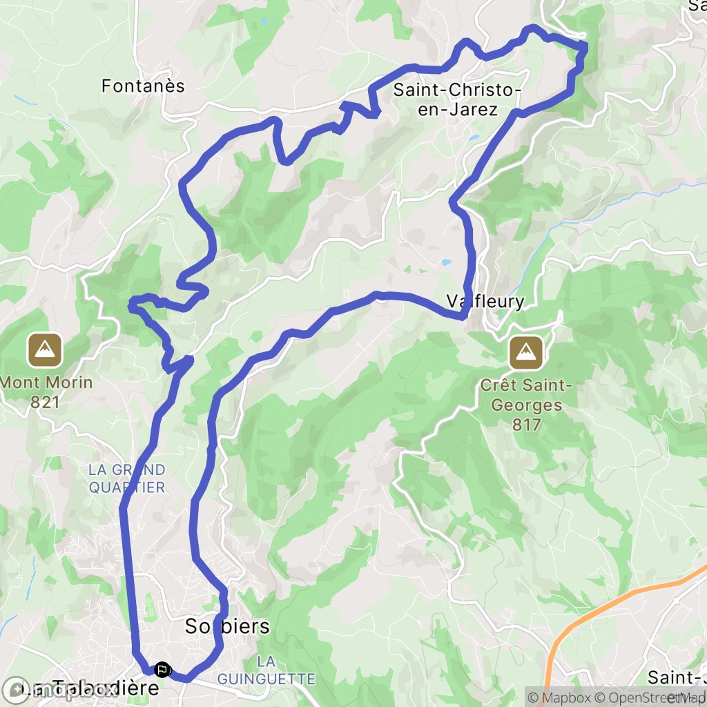Sorbiers : carte du parcours de randonnée - France