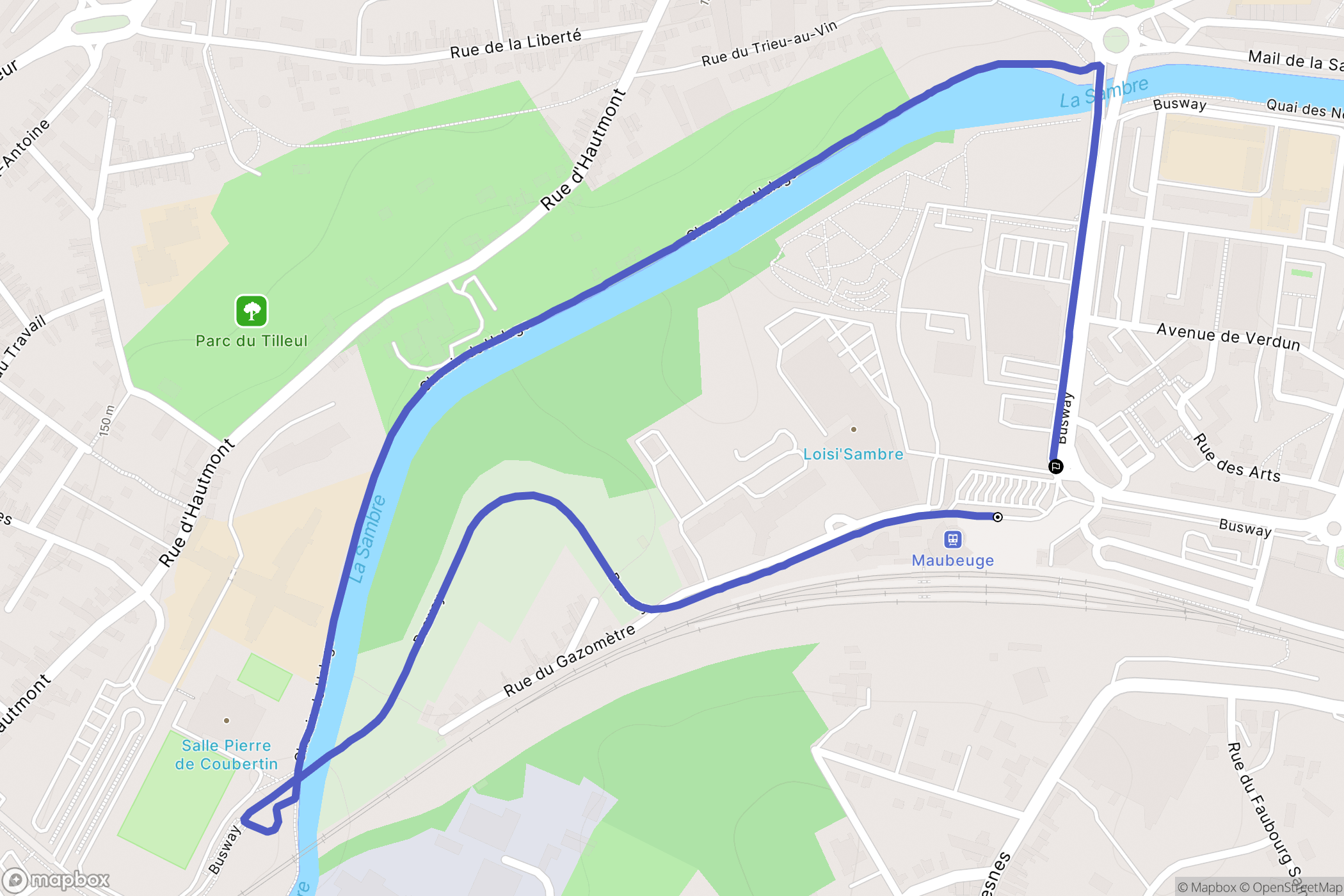 Maubeuge : carte du parcours de randonnée - France
