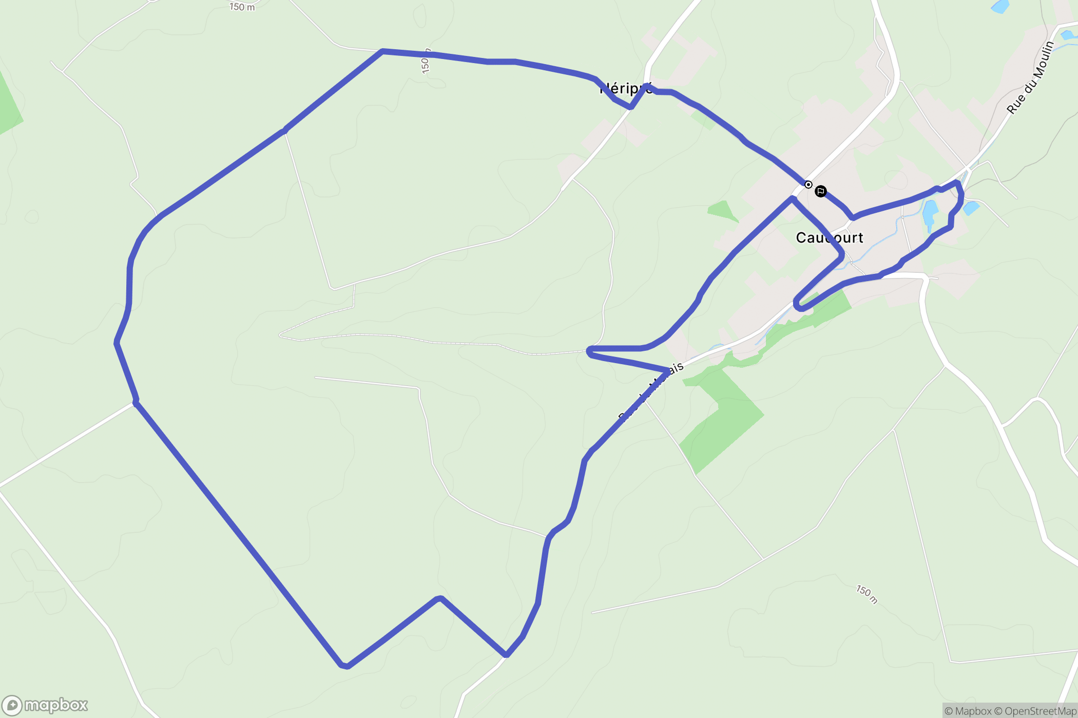 Caucourt : carte du parcours de randonnée - France