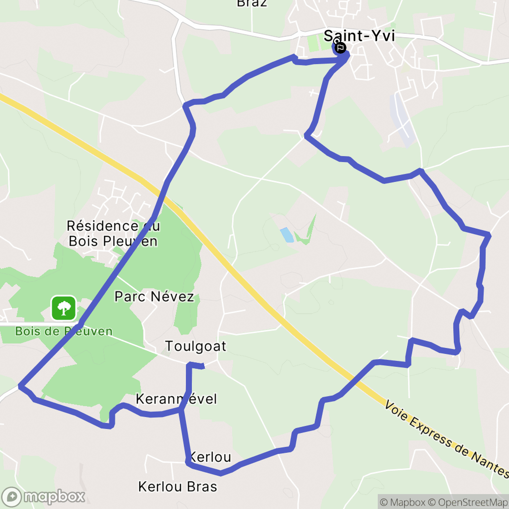 Saint-Yvi : carte du parcours de randonnée - France