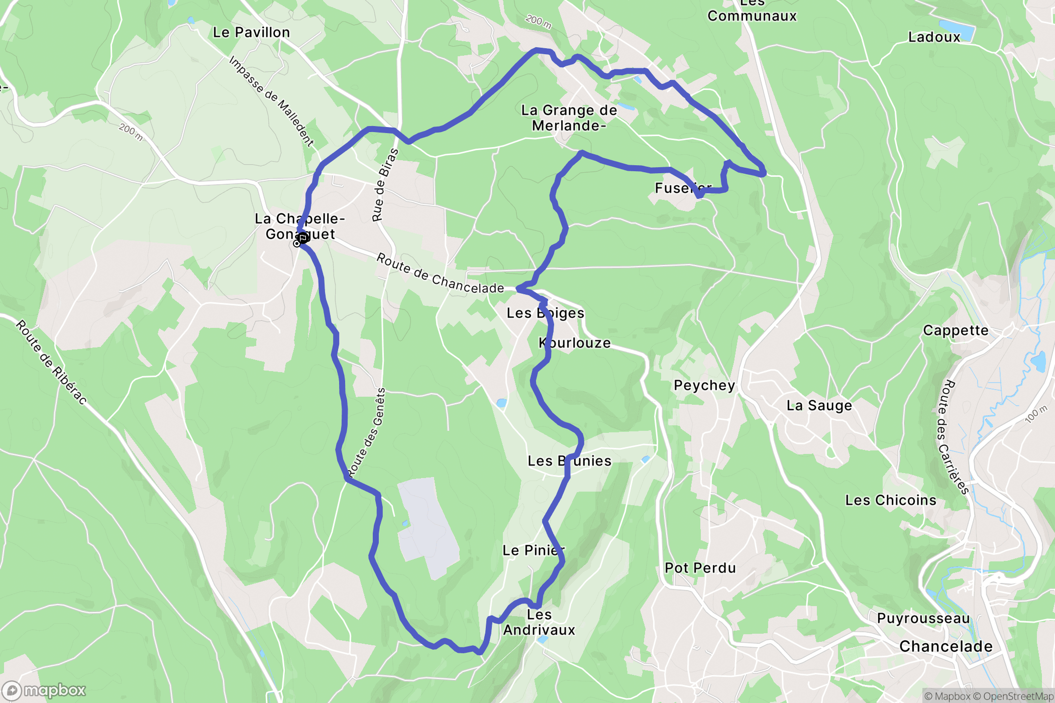 La Chapelle-Gonaguet : carte du parcours de randonnée - France
