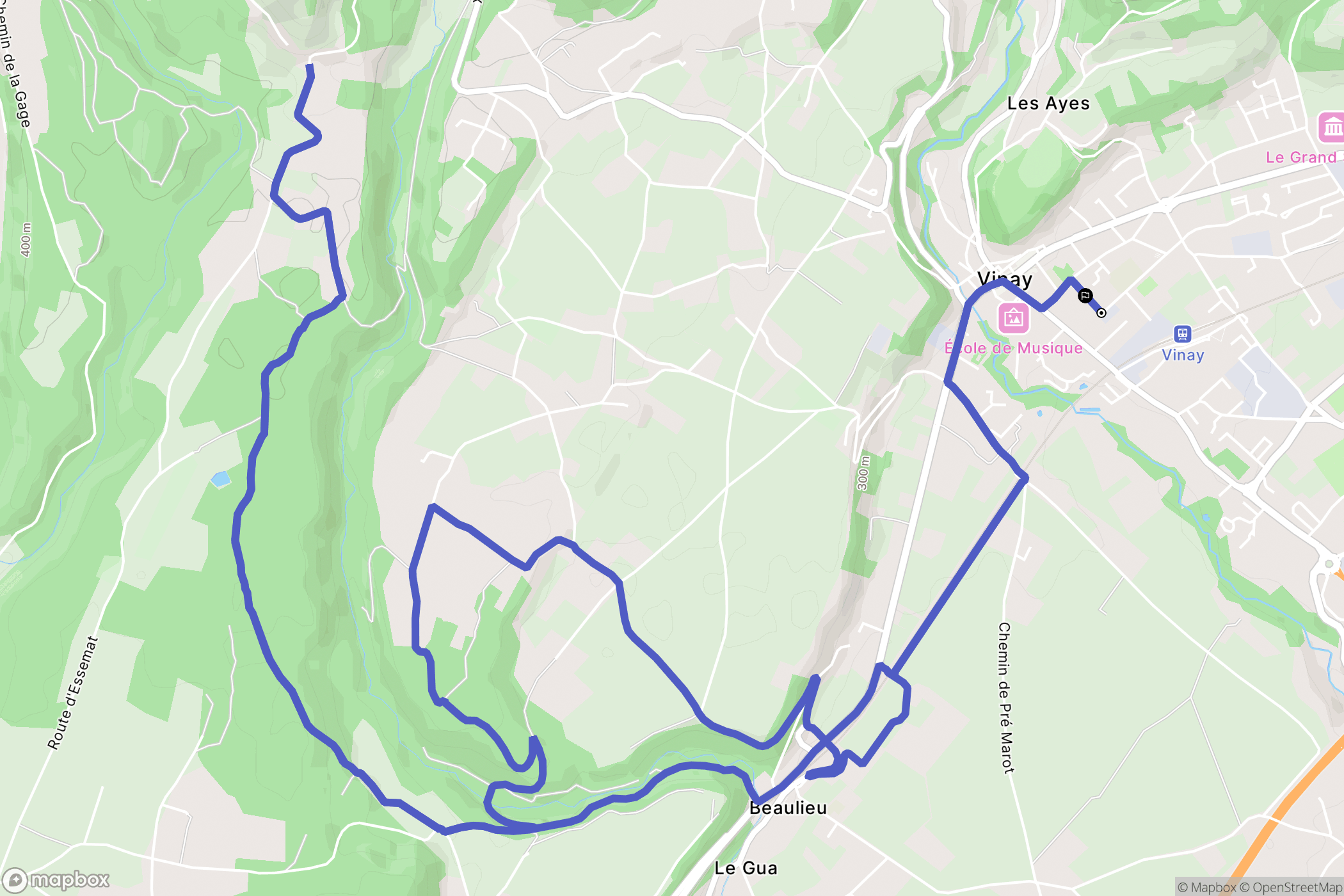 Vinay : carte du parcours de randonnée - France