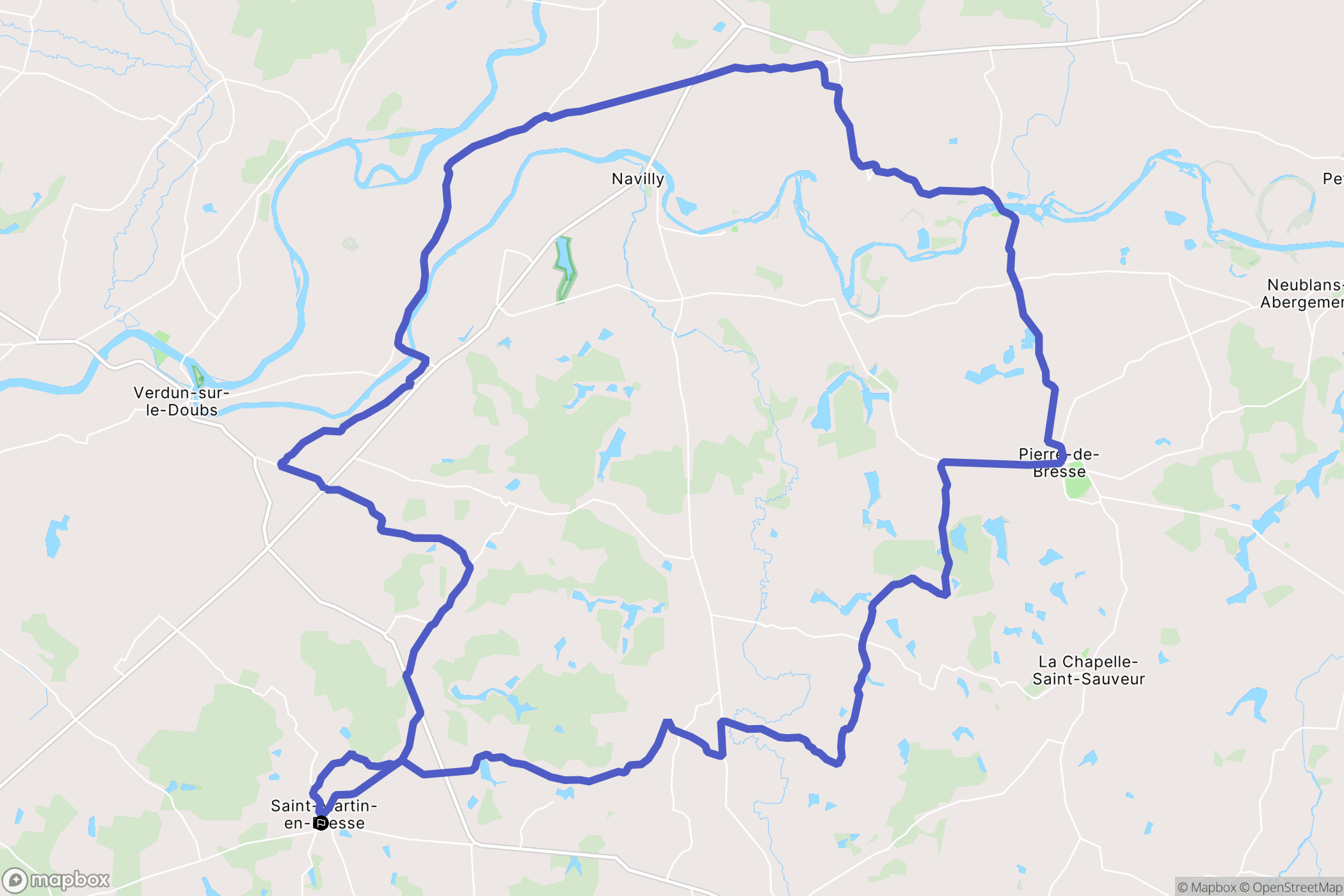 Saint-Martin-en-Bresse : carte du parcours de randonnée - France