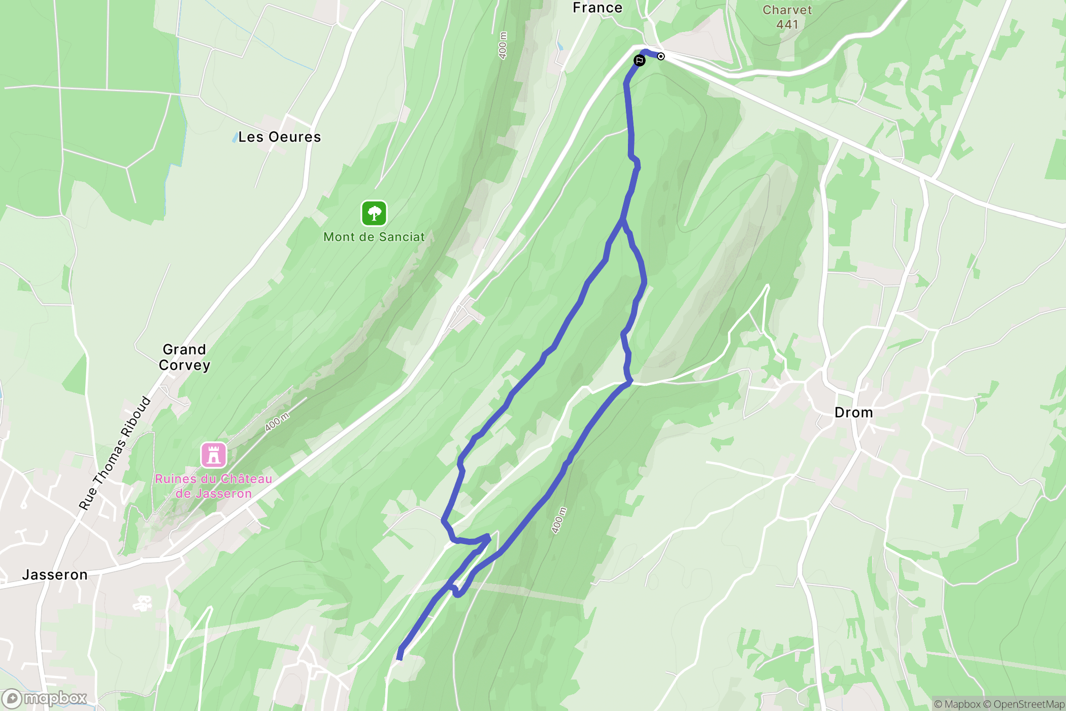 Meillonnas : carte du parcours de randonnée - France
