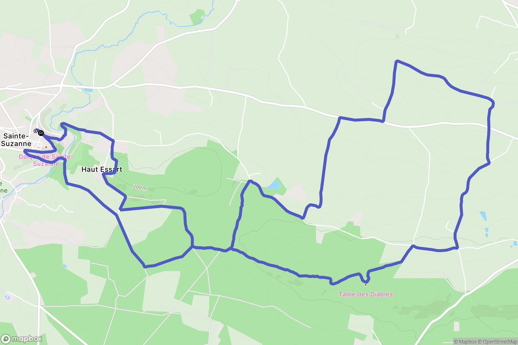 Sainte-Suzanne-et-Chammes : carte du parcours de randonnée - France