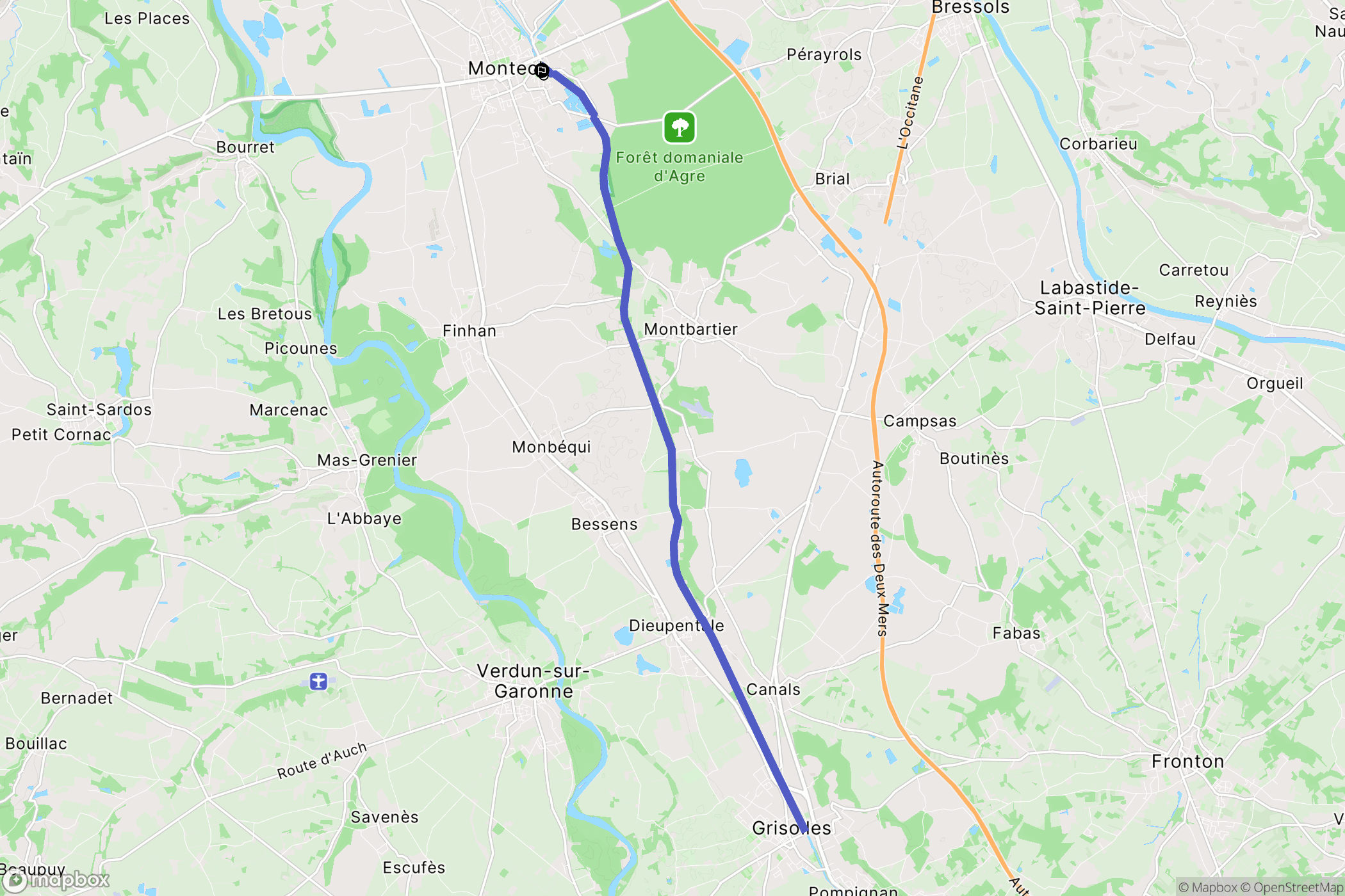 Montech : carte du parcours de randonnée - France