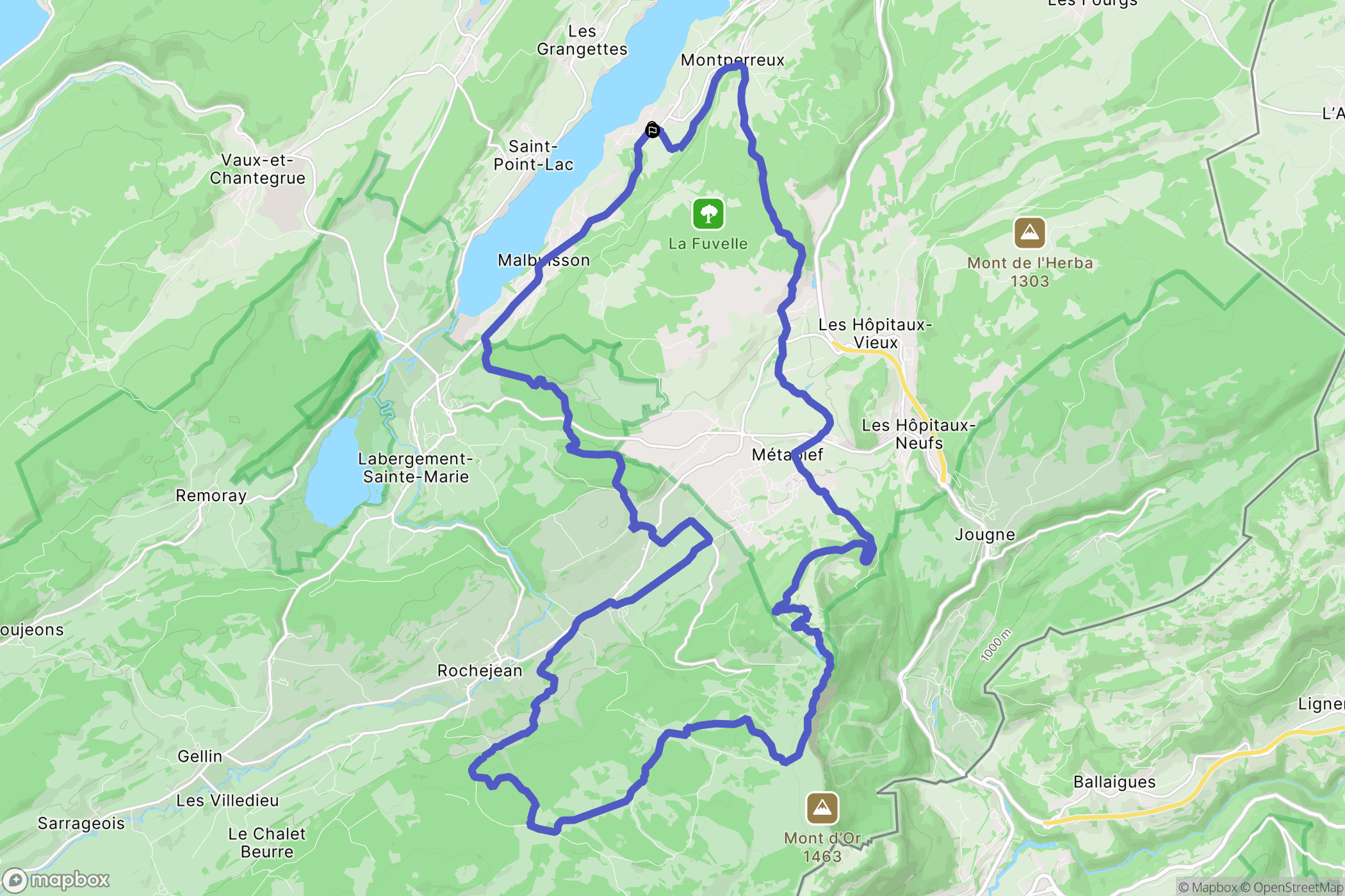 Montperreux: routekaart voor buitenactiviteiten - France