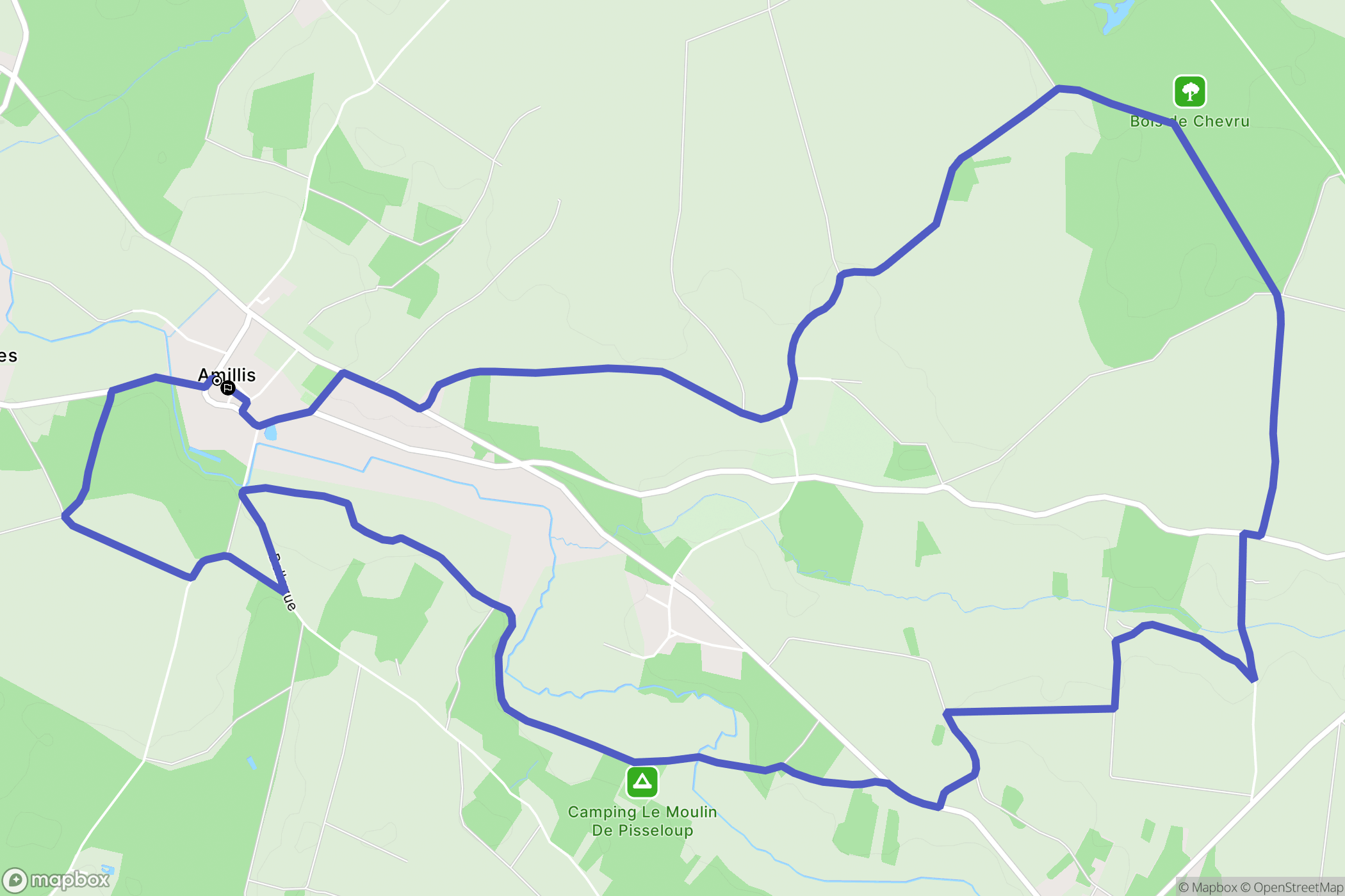 Amillis : carte du parcours de randonnée - France