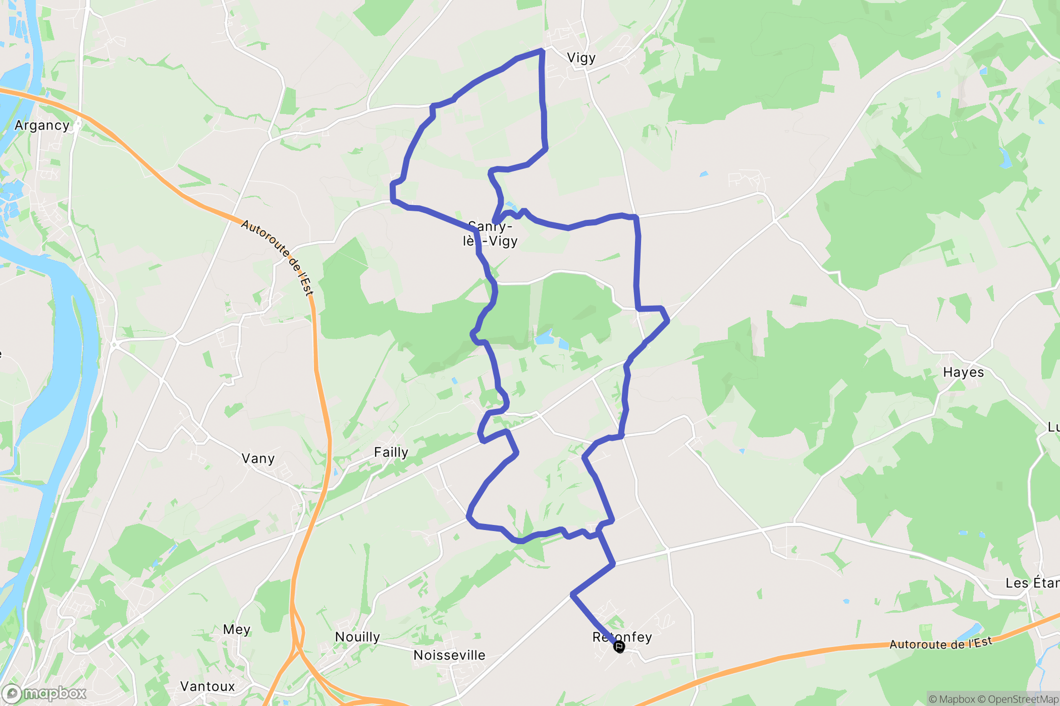 Retonfey : carte du parcours de randonnée - France