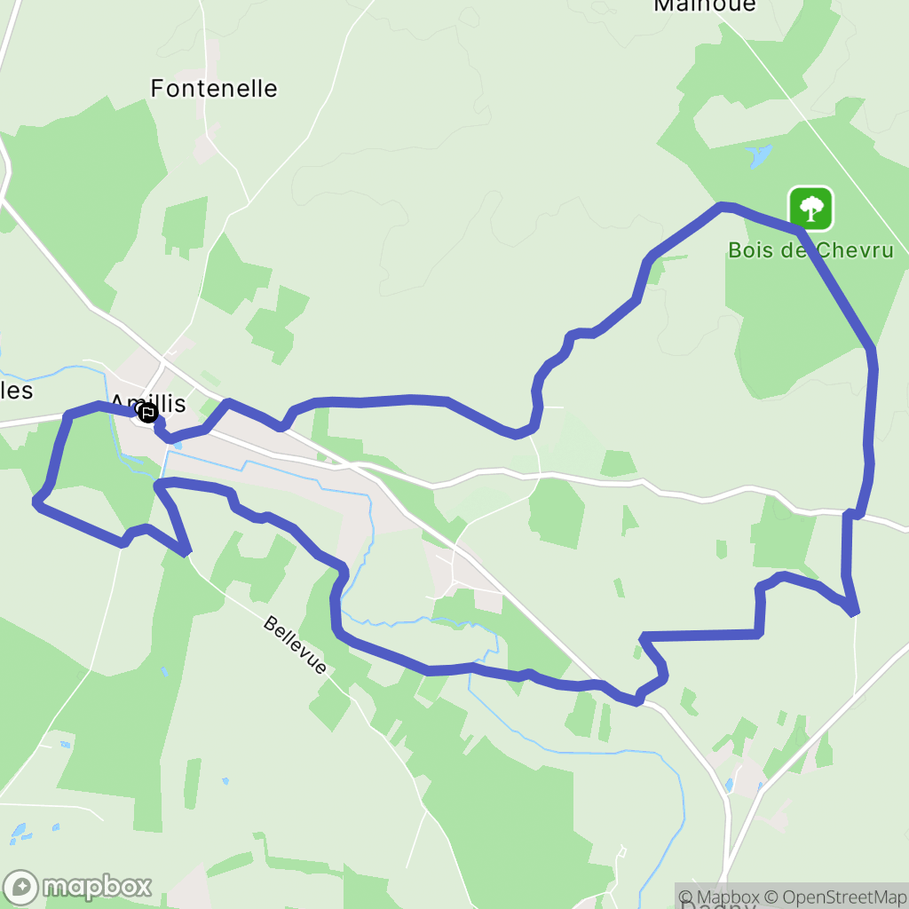 Amillis : carte du parcours de randonnée - France