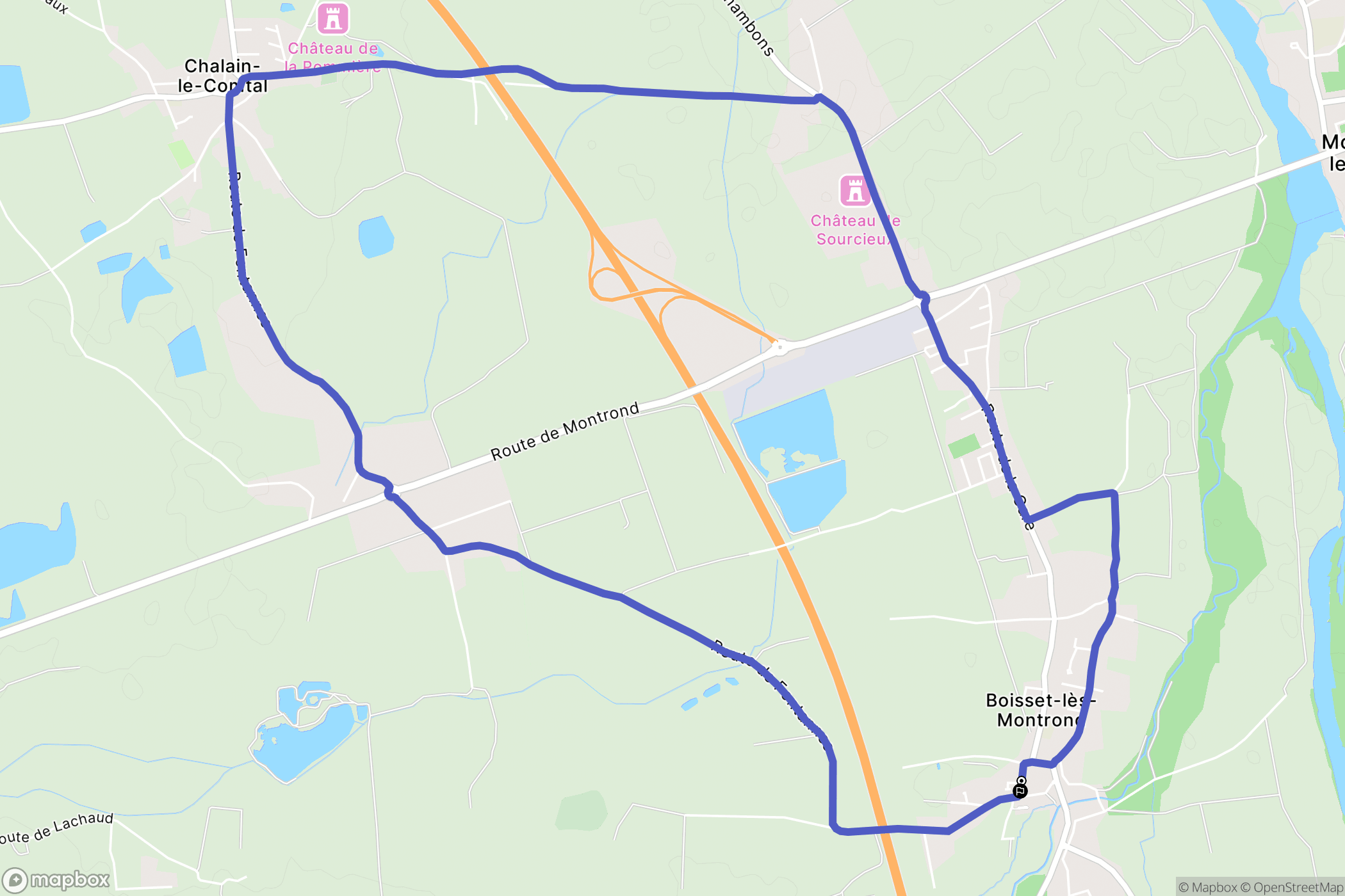 Boisset-lès-Montrond : carte du parcours de randonnée - France