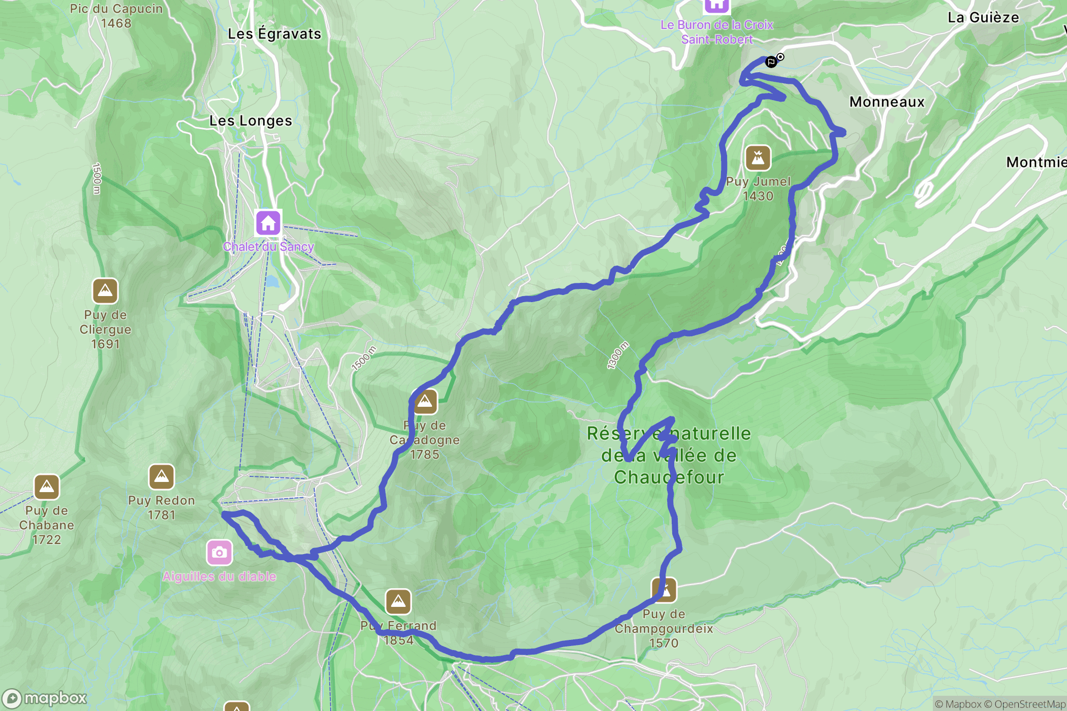 Chambon-sur-Lac : carte du parcours de randonnée - France