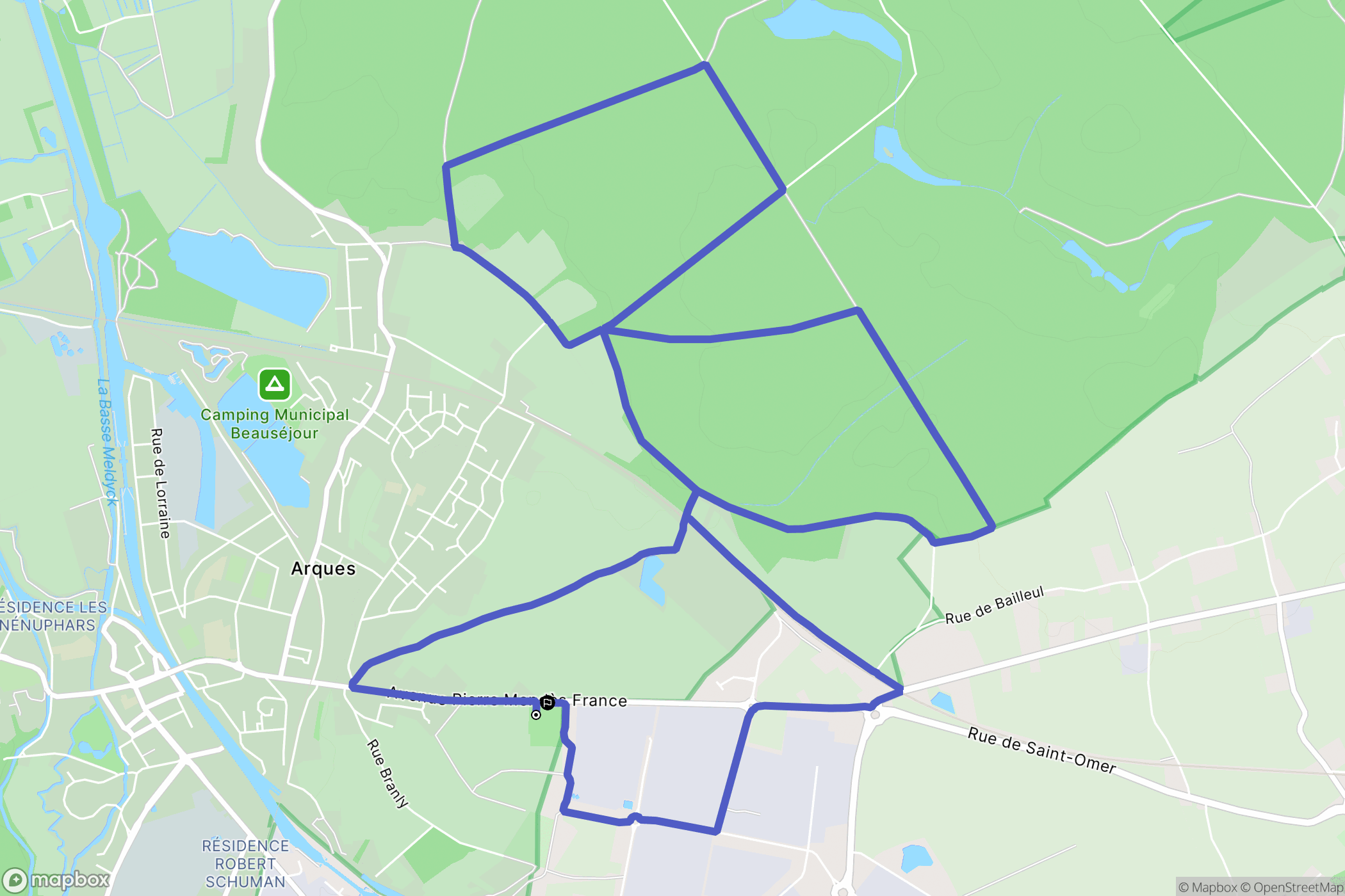 Arques : carte du parcours de randonnée - France