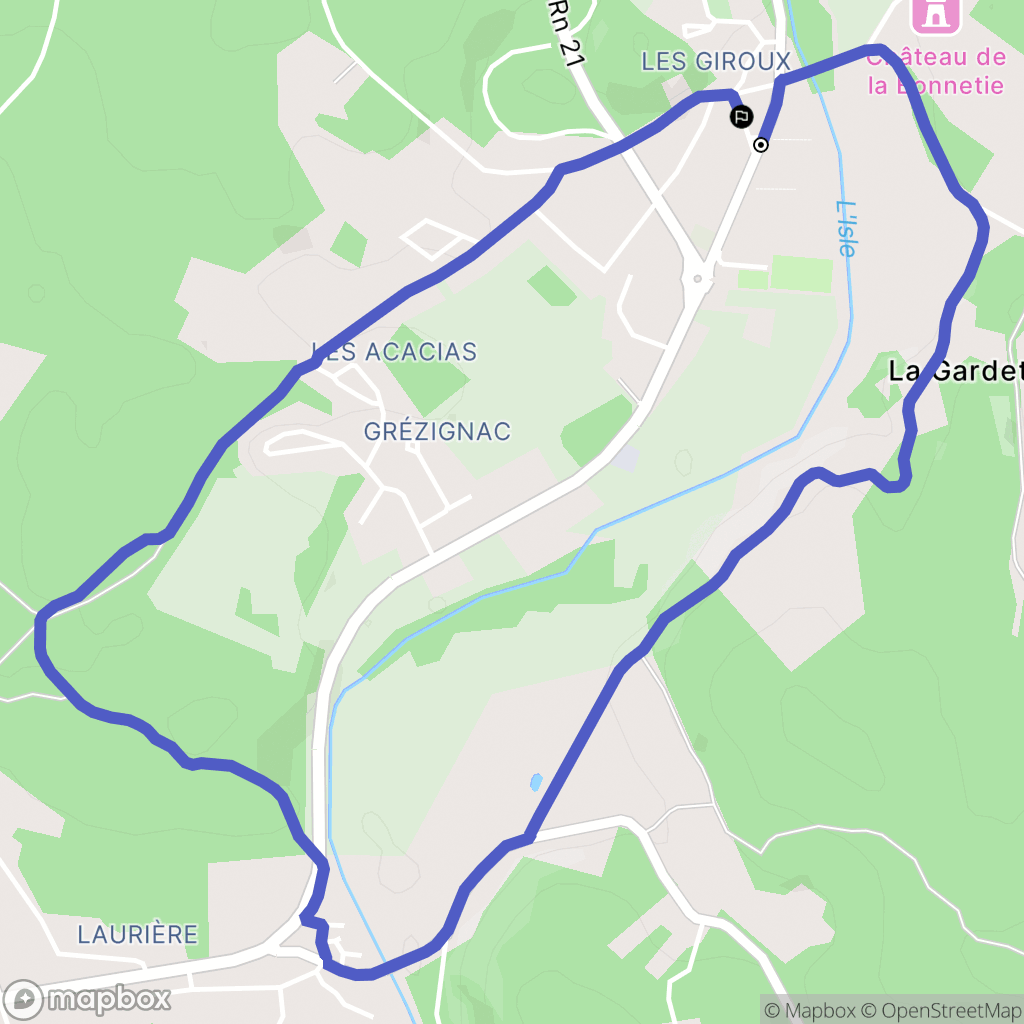 Sarliac-sur-l'Isle : carte du parcours de randonnée - France