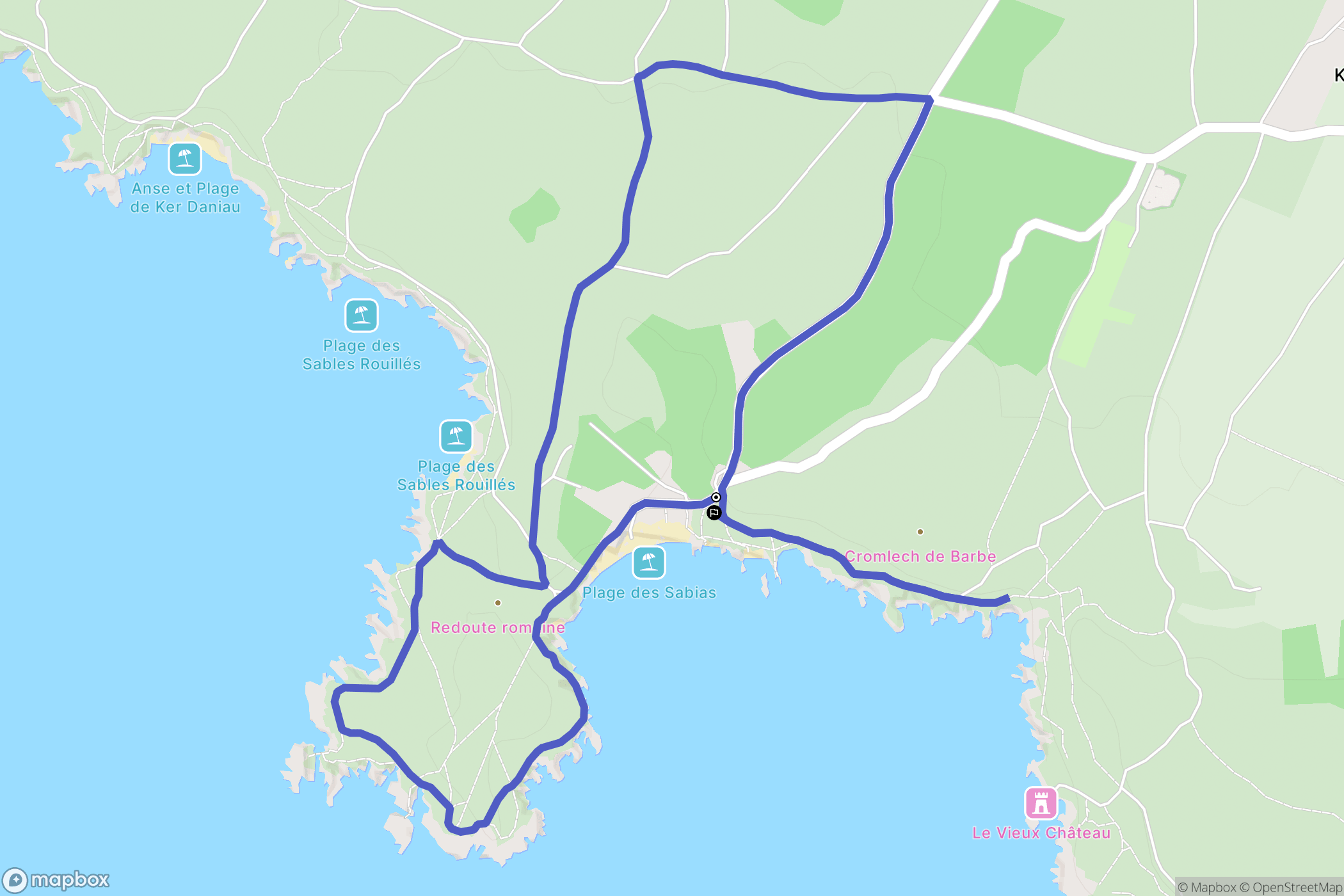 L'Île-d'Yeu : carte du parcours de randonnée - France