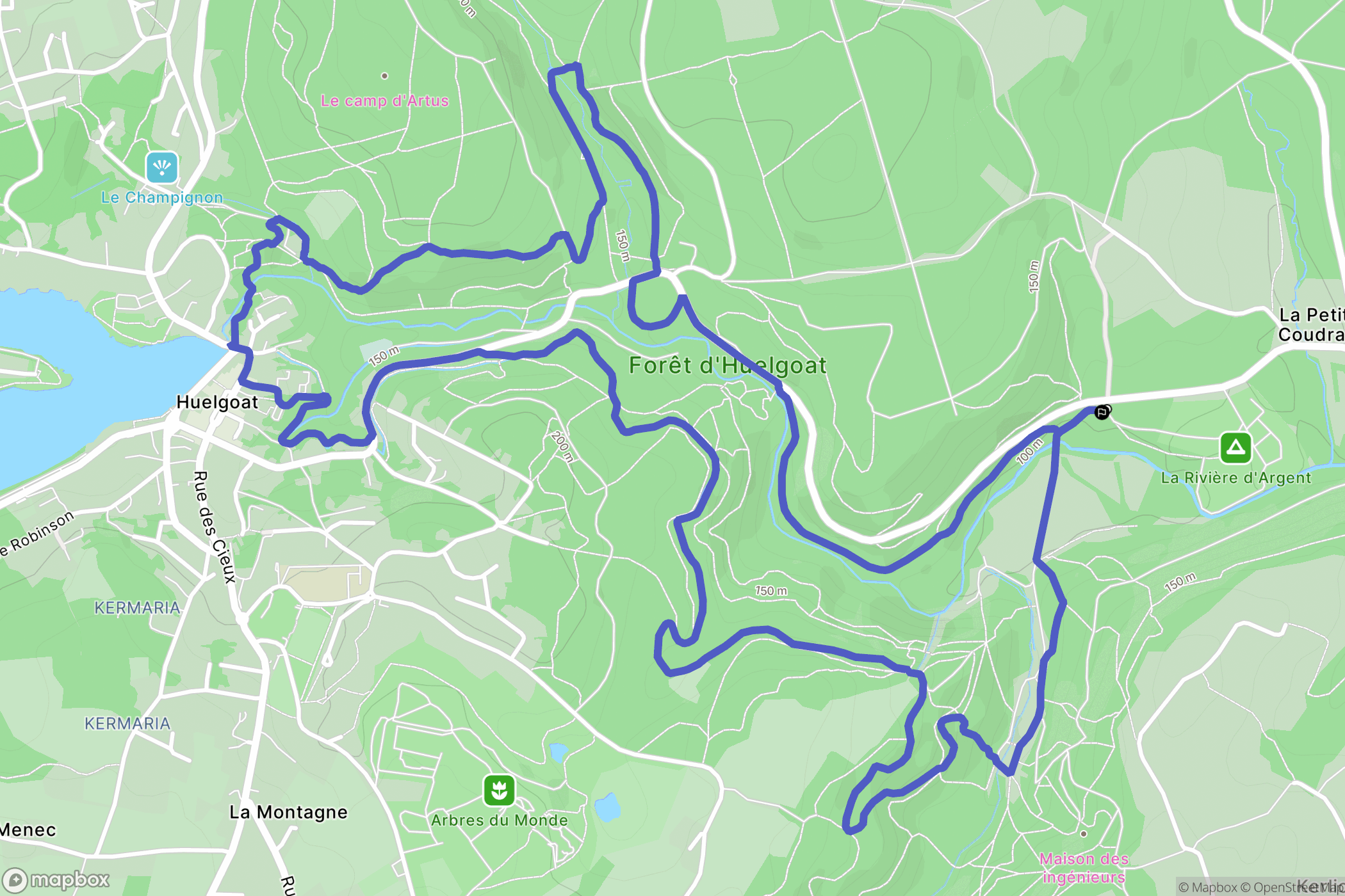 Huelgoat : carte du parcours de randonnée - France