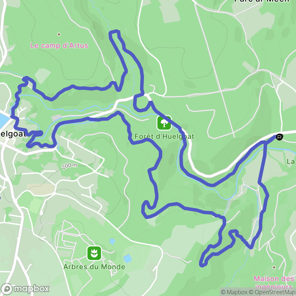 Huelgoat : carte du parcours de randonnée - France