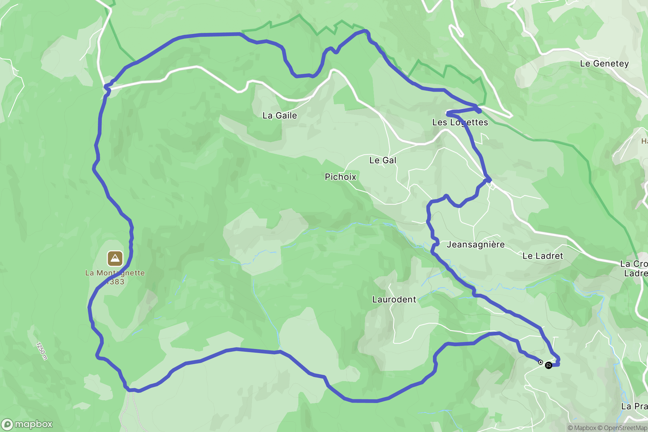 Chalmazel-Jeansagnière : carte du parcours de randonnée - France