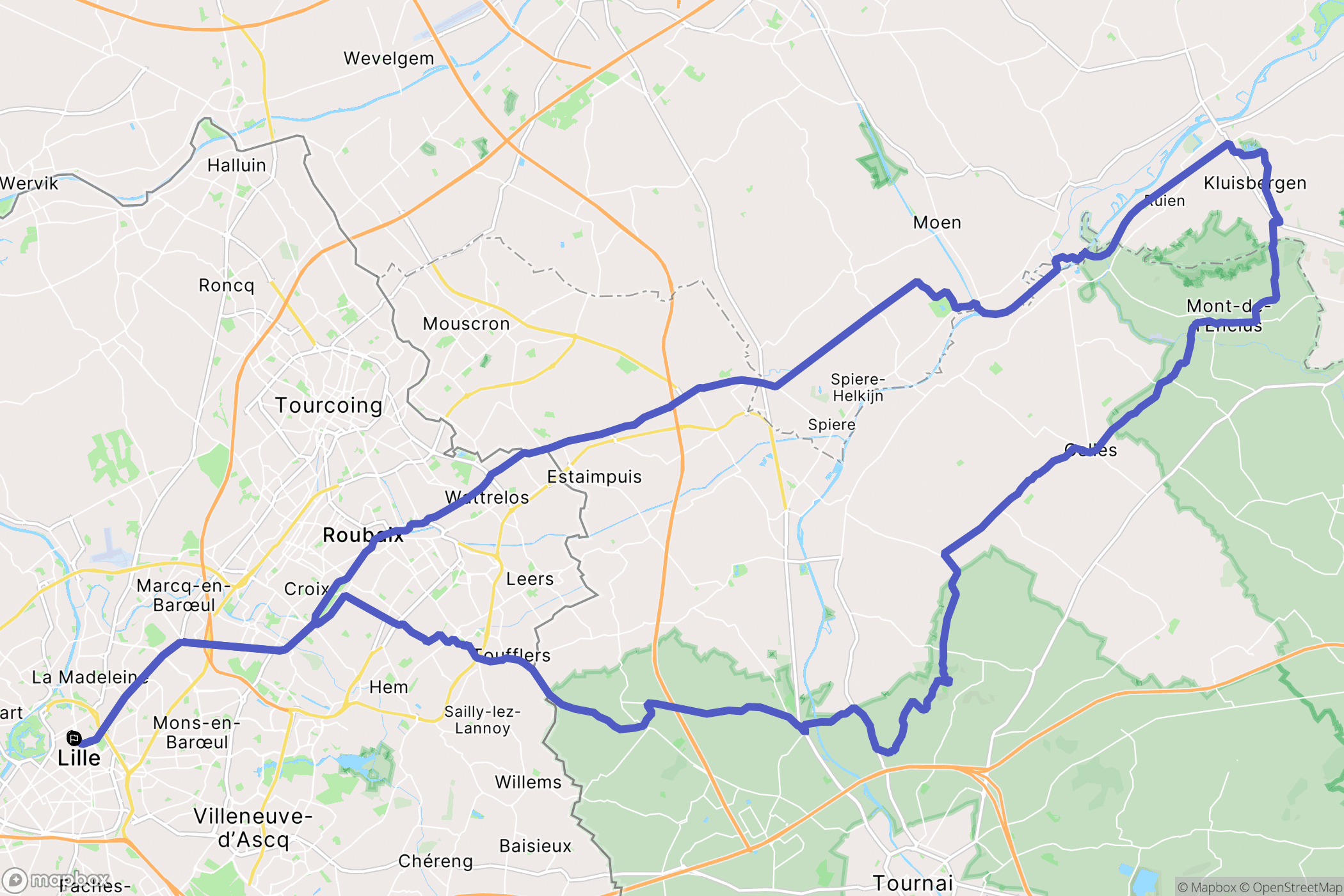 Lille : carte du parcours de randonnée - France