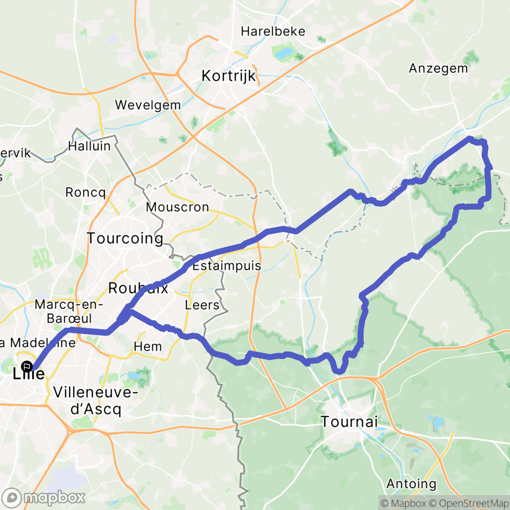 Lille : carte du parcours de randonnée - France