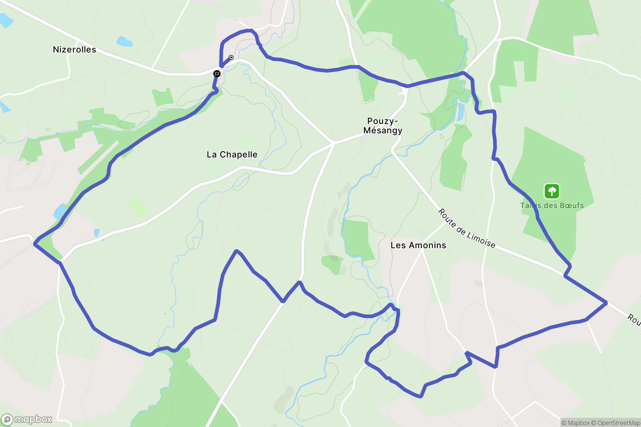 Pouzy-Mésangy : carte du parcours de randonnée - France