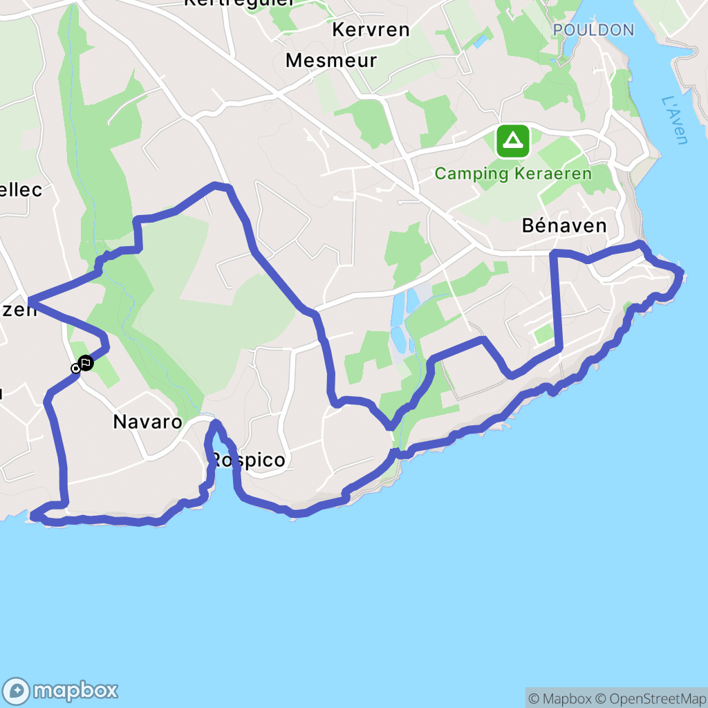 Névez : carte du parcours de randonnée - France