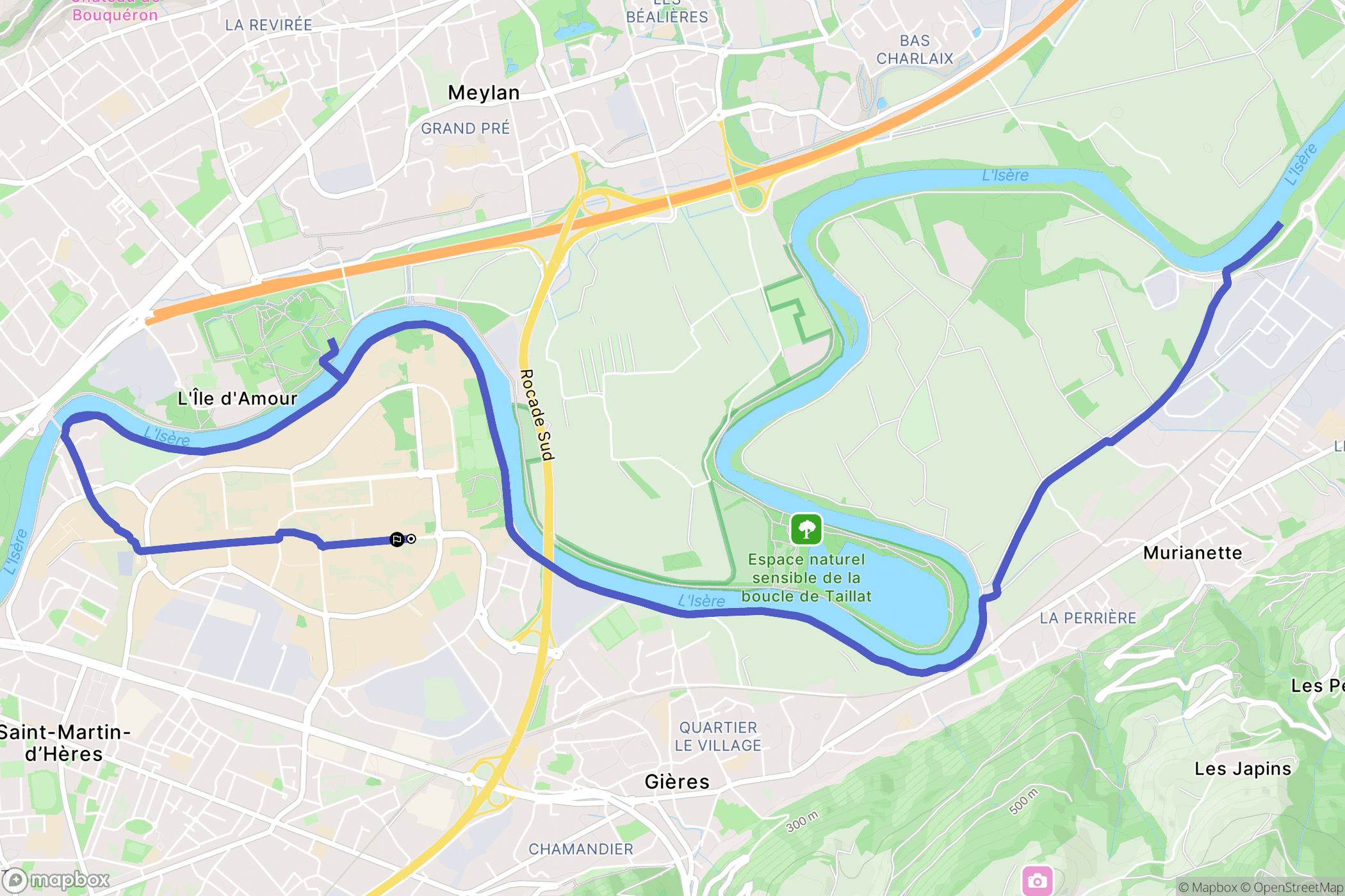 Gières : carte du parcours de randonnée - France