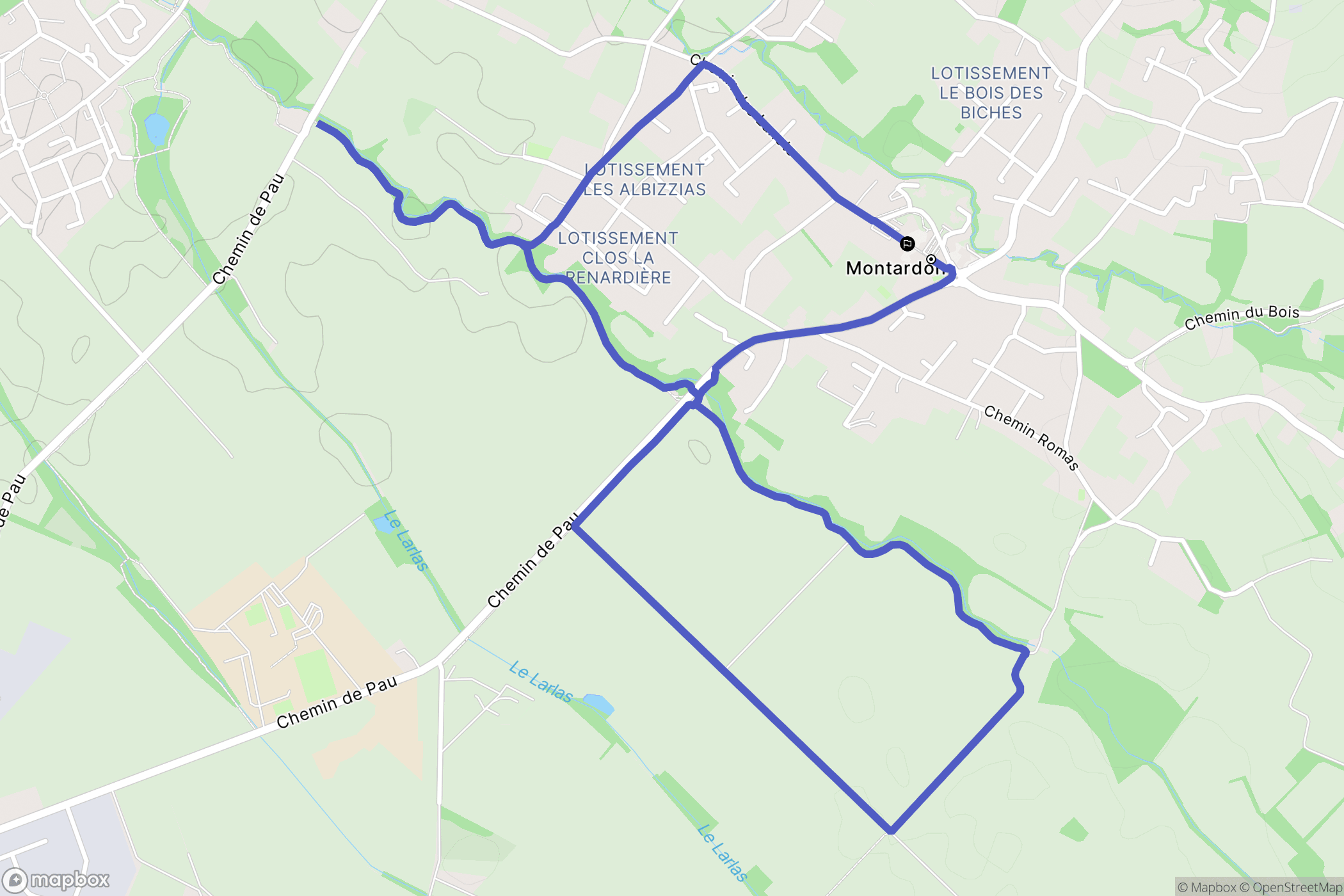 Montardon : carte du parcours de randonnée - France