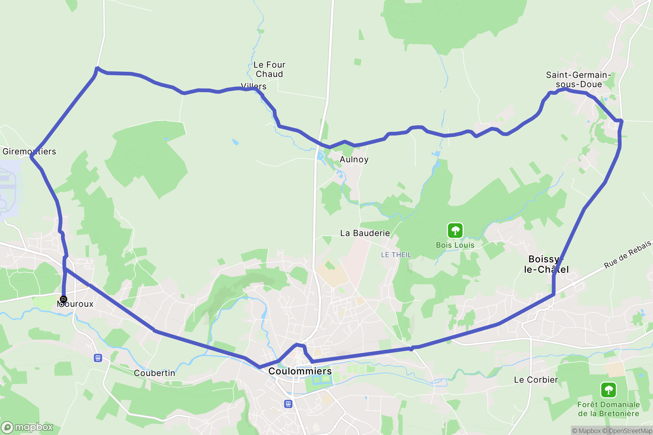 Mouroux : carte du parcours de randonnée - France