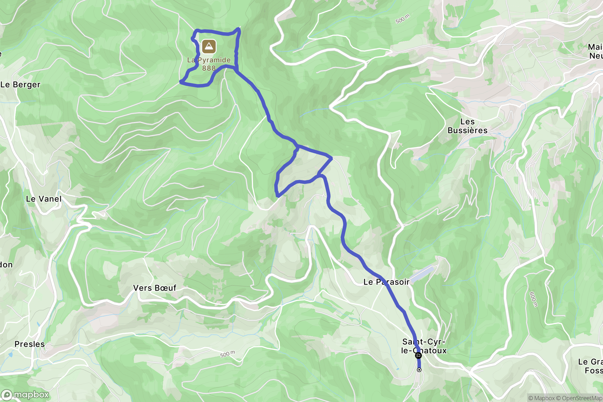Saint-Cyr-le-Chatoux : carte du parcours de randonnée - France