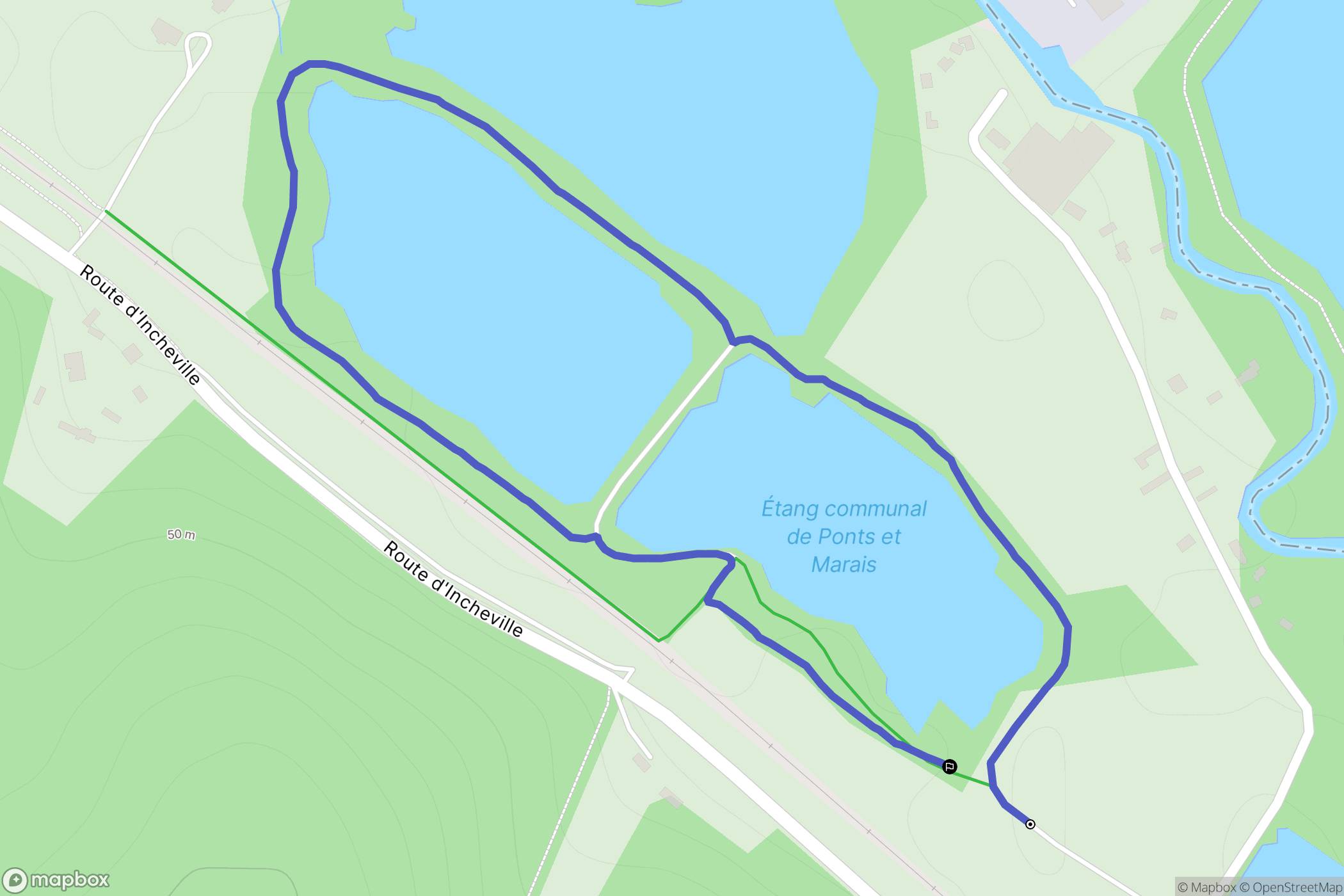 Ponts-et-Marais : carte du parcours de randonnée - France