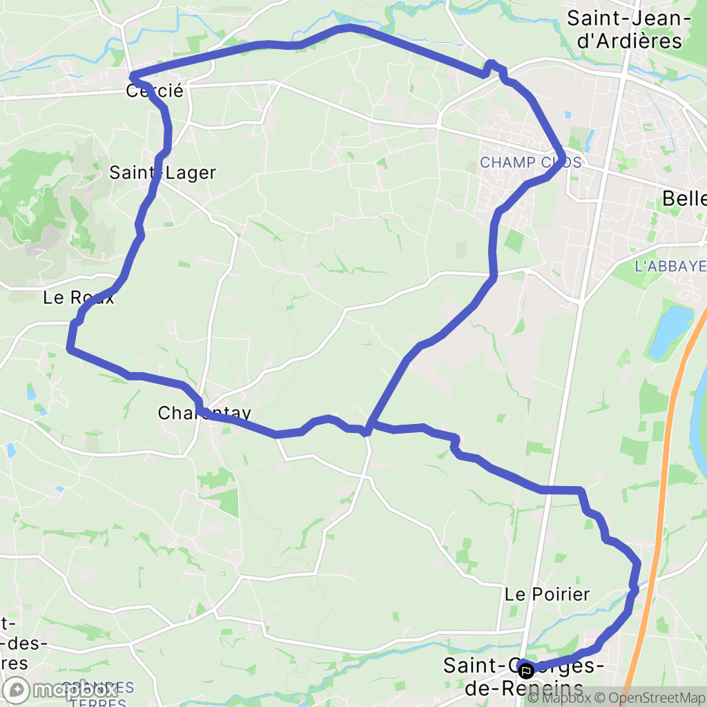 Saint-Georges-de-Reneins : carte du parcours de randonnée - France