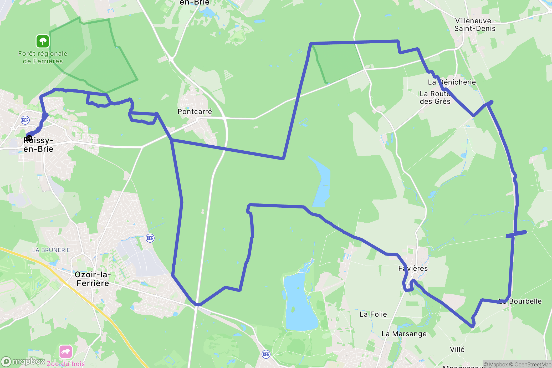 Roissy-en-Brie : carte du parcours de randonnée - France