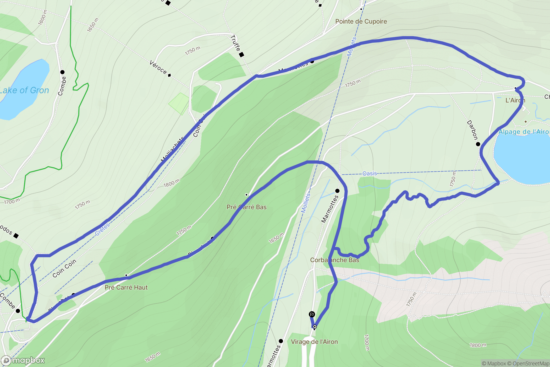 Arâches-la-Frasse : carte du parcours de randonnée - France