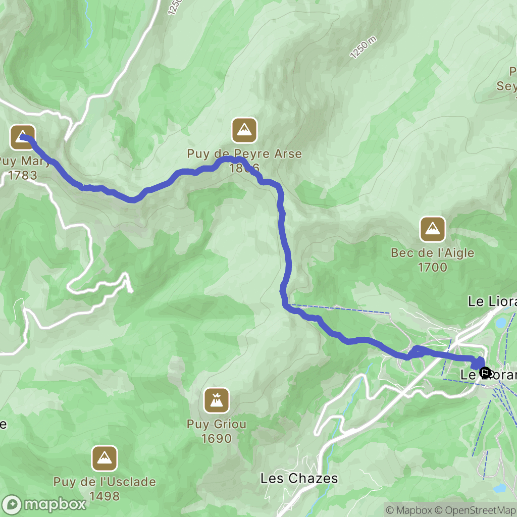 Laveissière : carte du parcours de randonnée - France