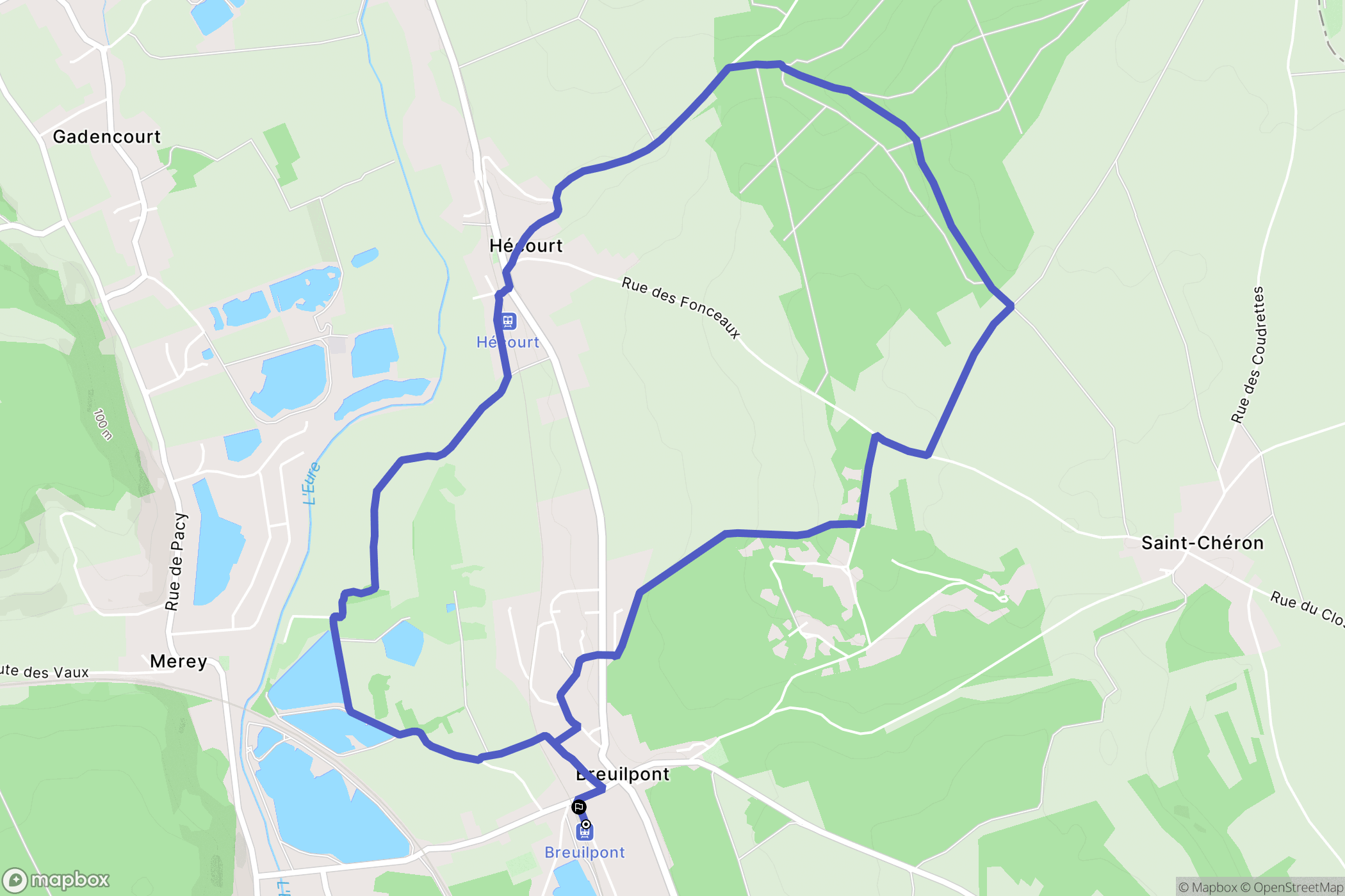 Breuilpont : carte du parcours de randonnée - France