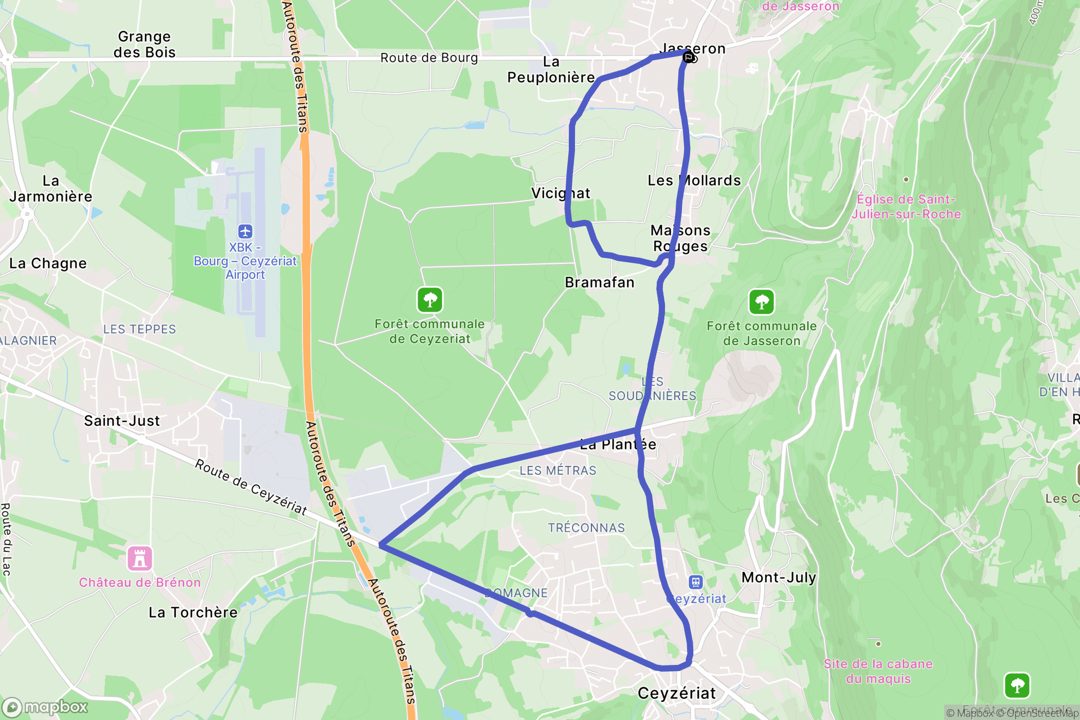 Jasseron : carte du parcours de randonnée - France