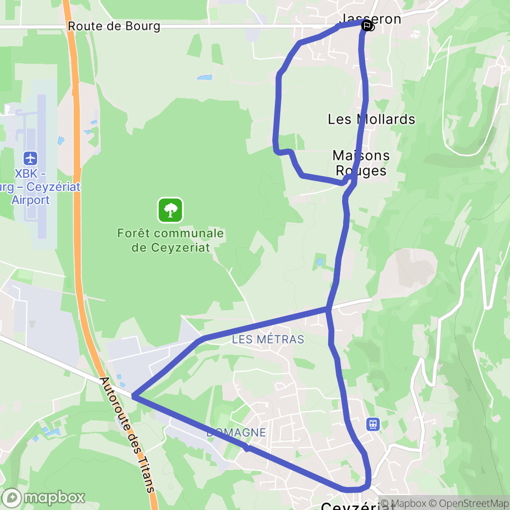 Jasseron : carte du parcours de randonnée - France