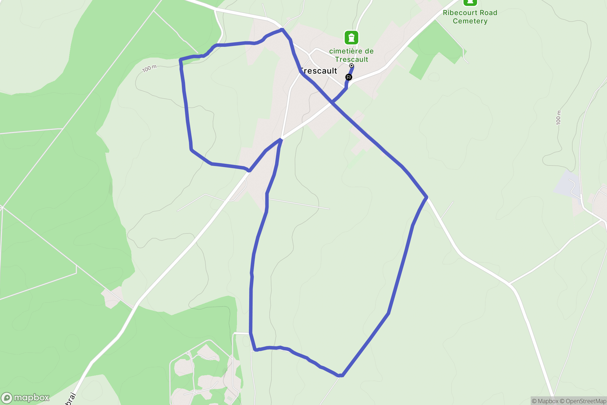 Trescault : carte du parcours de randonnée - France