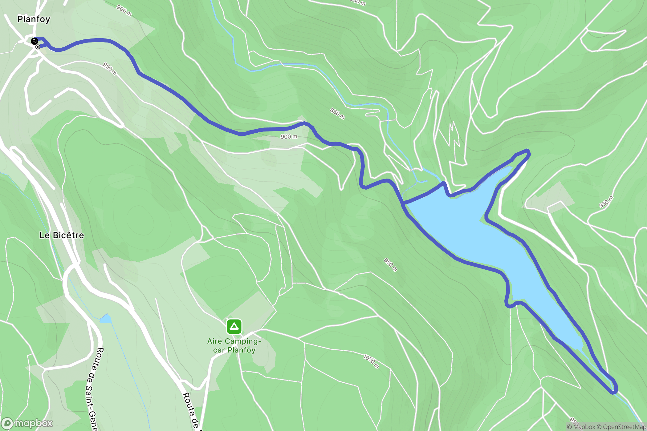 Planfoy : carte du parcours de randonnée - France