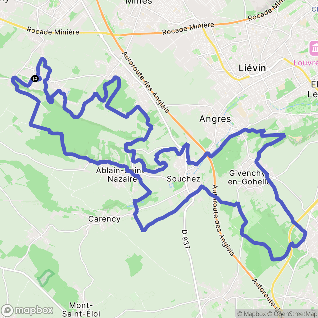 Bouvigny-Boyeffles : carte du parcours de randonnée - France