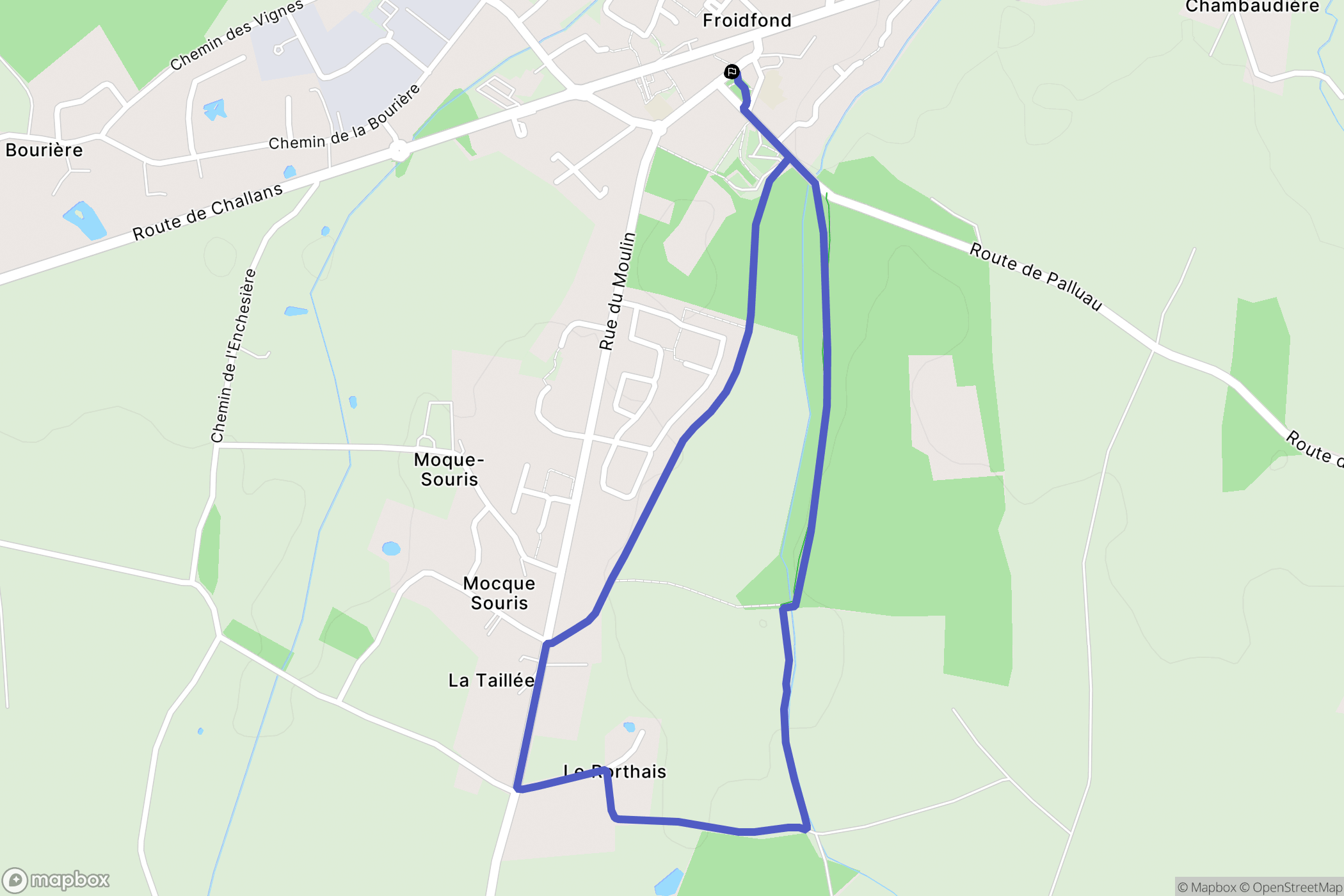 Froidfond : carte du parcours de randonnée - France