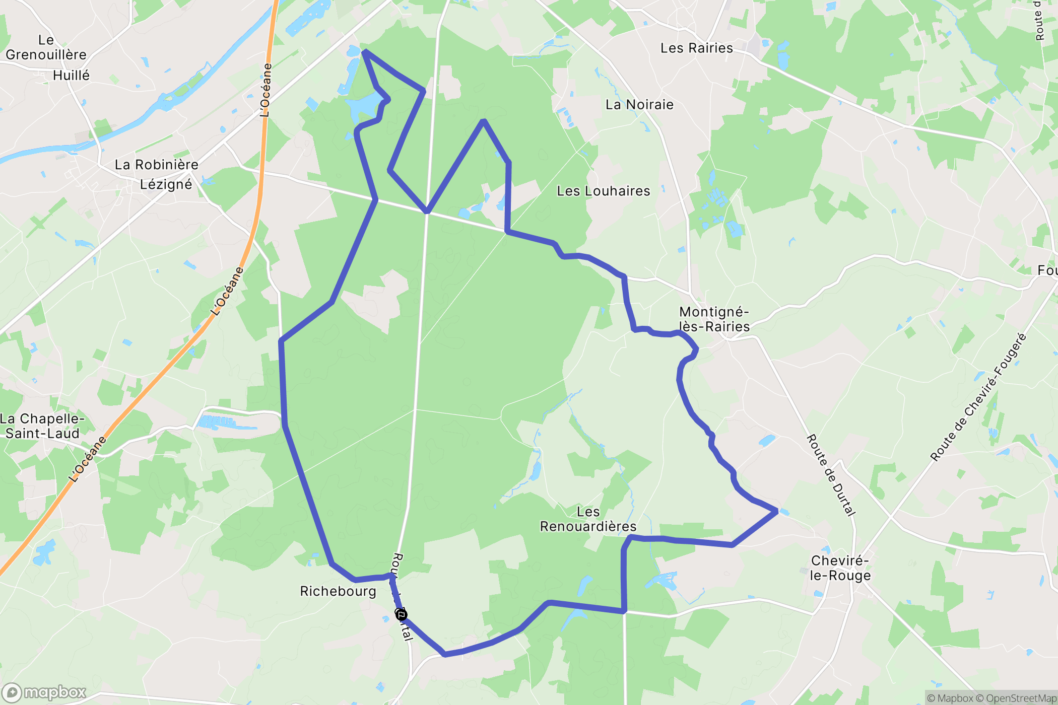 Jarzé Villages : carte du parcours de randonnée - France